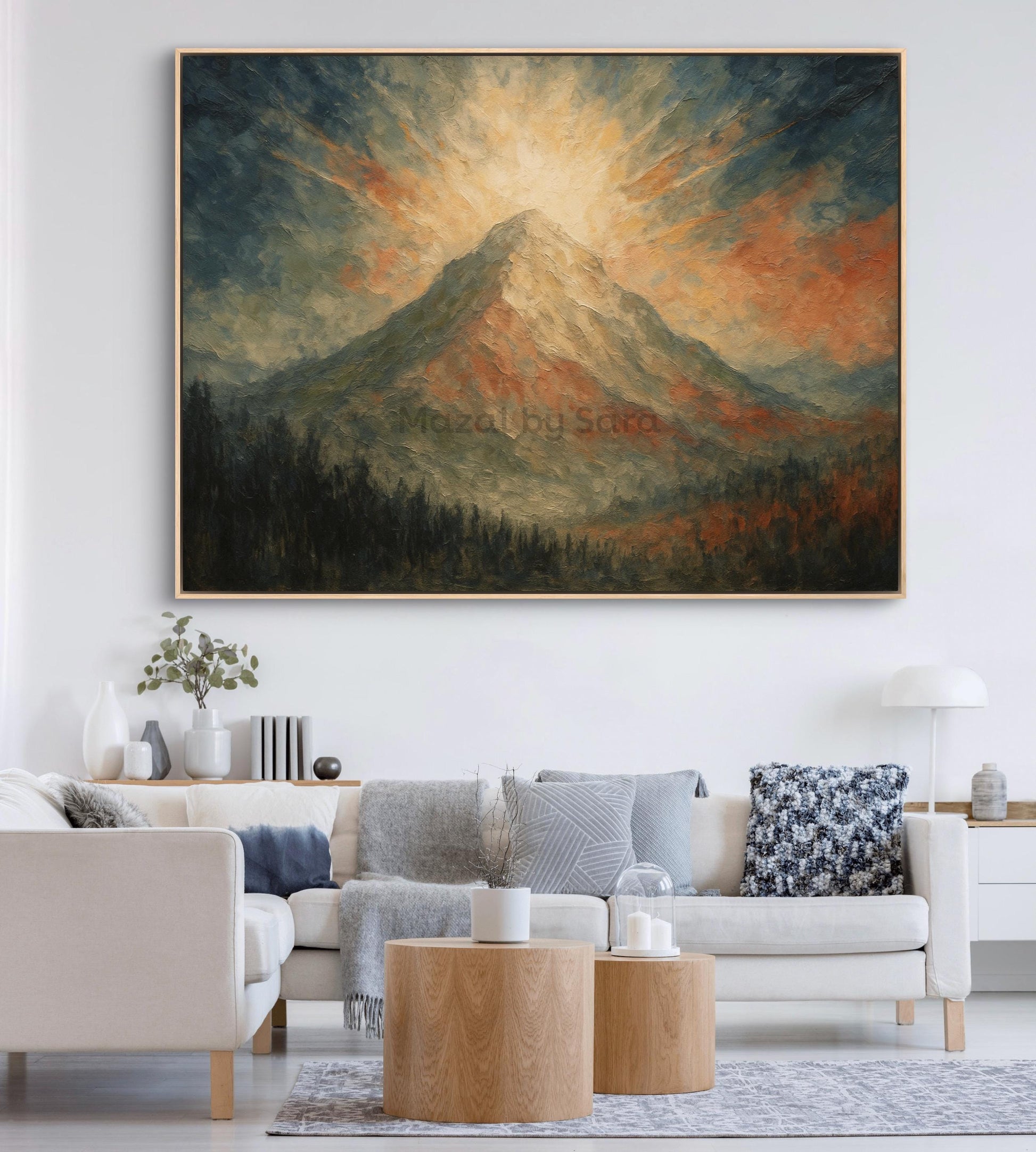Rustic Har Sinai Torah Art Print – Jewish Mountain Painting | Mount Sinai Judaica Wall Decor | Jewish Gift for Home, Bar Mitzvah, Rabbi