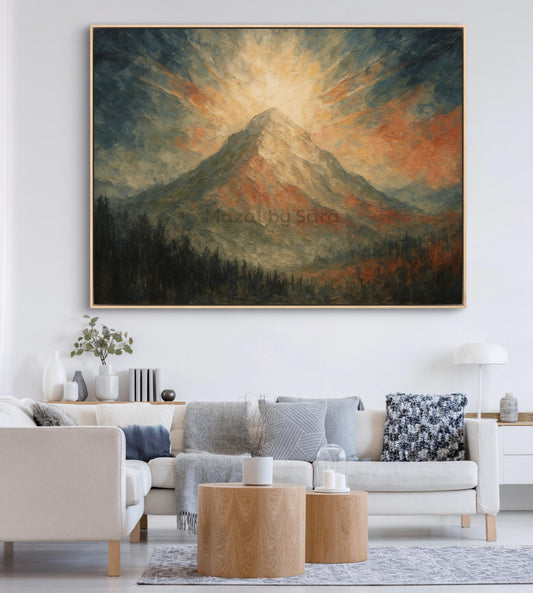 Rustic Har Sinai Torah Art Print – Jewish Mountain Painting | Mount Sinai Judaica Wall Decor | Jewish Gift for Home, Bar Mitzvah, Rabbi