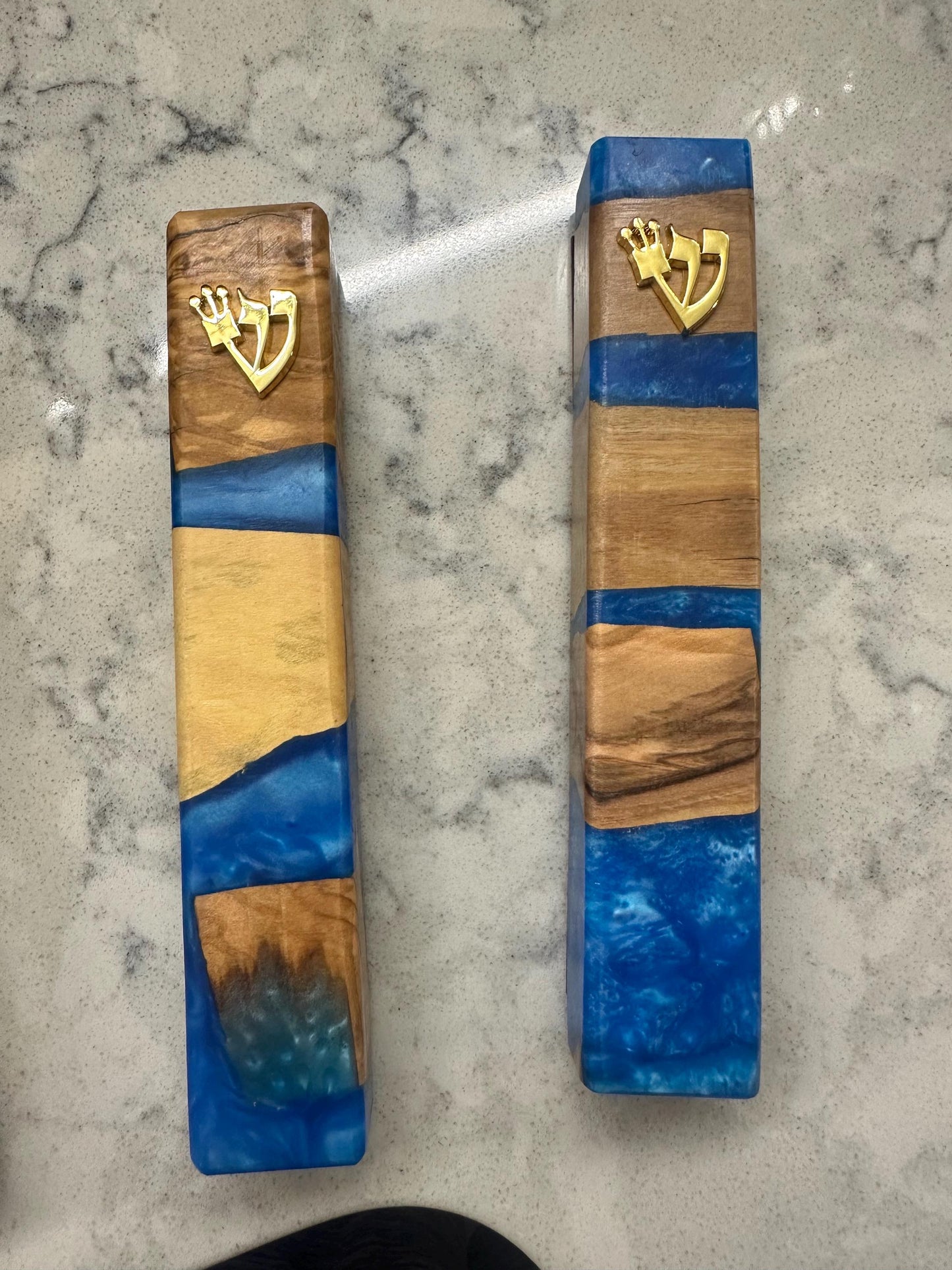 Color Resin Mezuzah for Doorway with Scroll, Jewish Wedding Gift