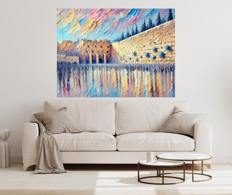 Kotel Brushstroke Painting – Western Wall Judaica Art Print