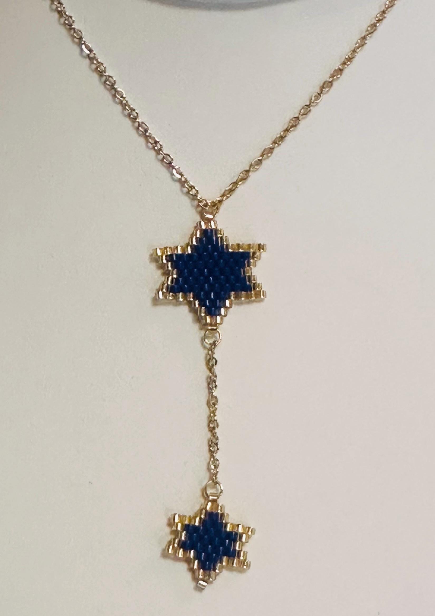 Double Star of David Necklace – Handmade Jewish Beaded Jewelry