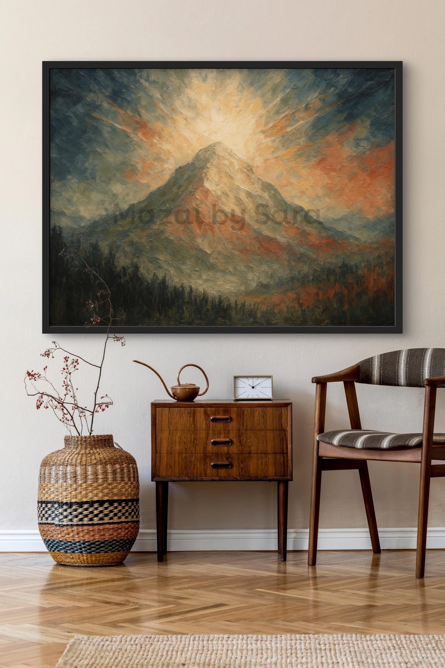 Rustic Har Sinai Torah Art Print – Jewish Mountain Painting | Mount Sinai Judaica Wall Decor | Jewish Gift for Home, Bar Mitzvah, Rabbi