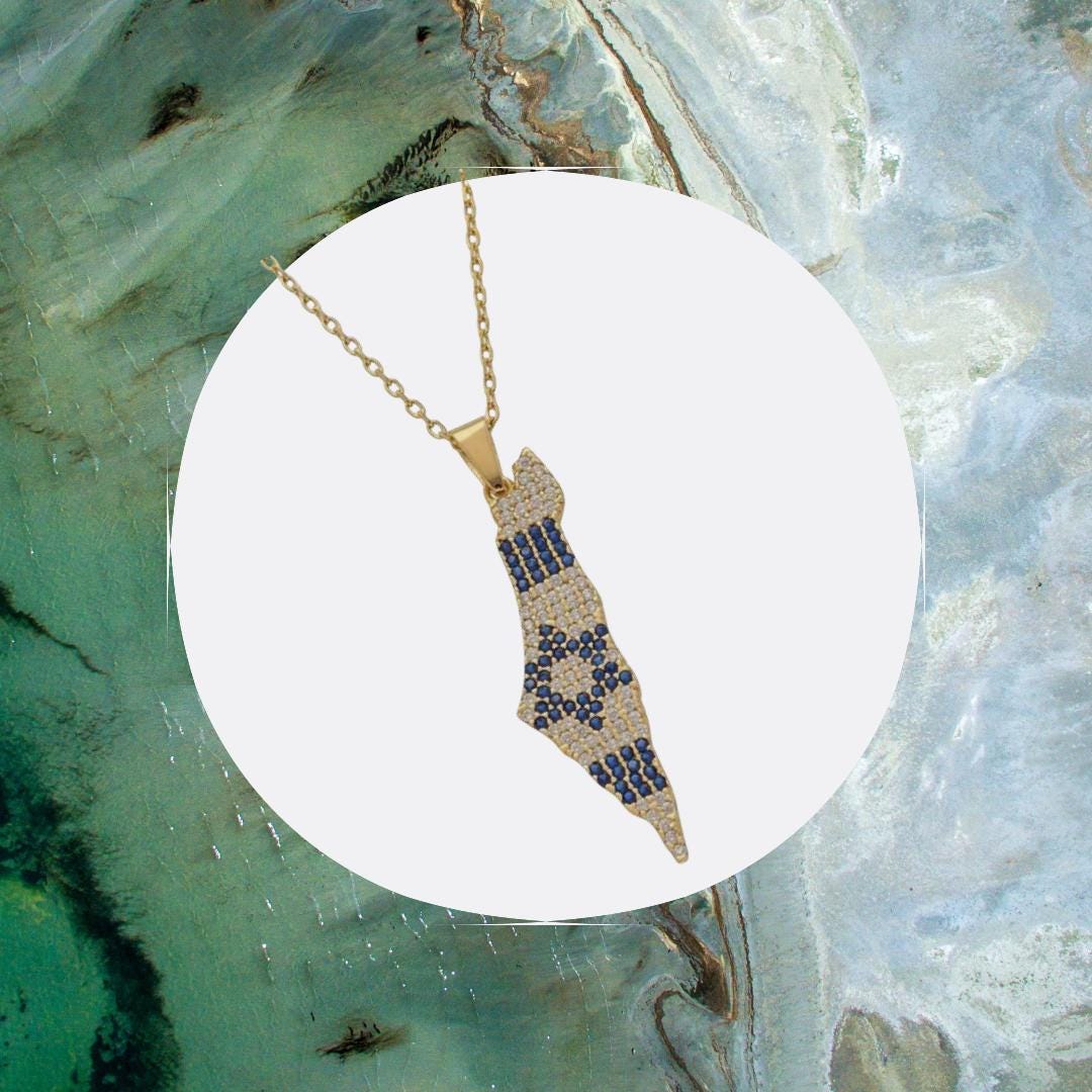 Colorful Map of Israel Necklace