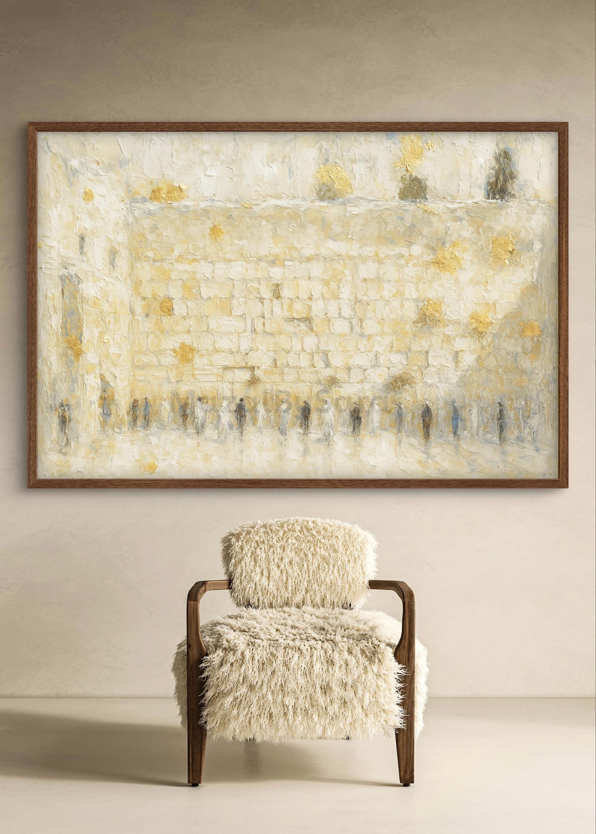 Kotel Abstract Art Print – Israel Wall Art in Gold and White – Old City Jerusalem Jewish Home Decor- Kosel Israel