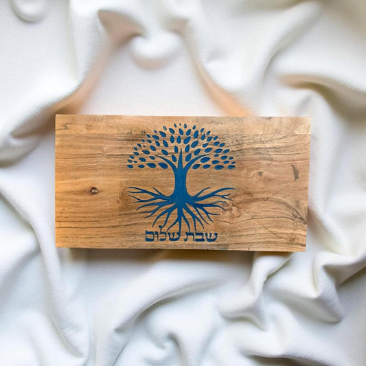 Rustic Challah Board with Blue Resin