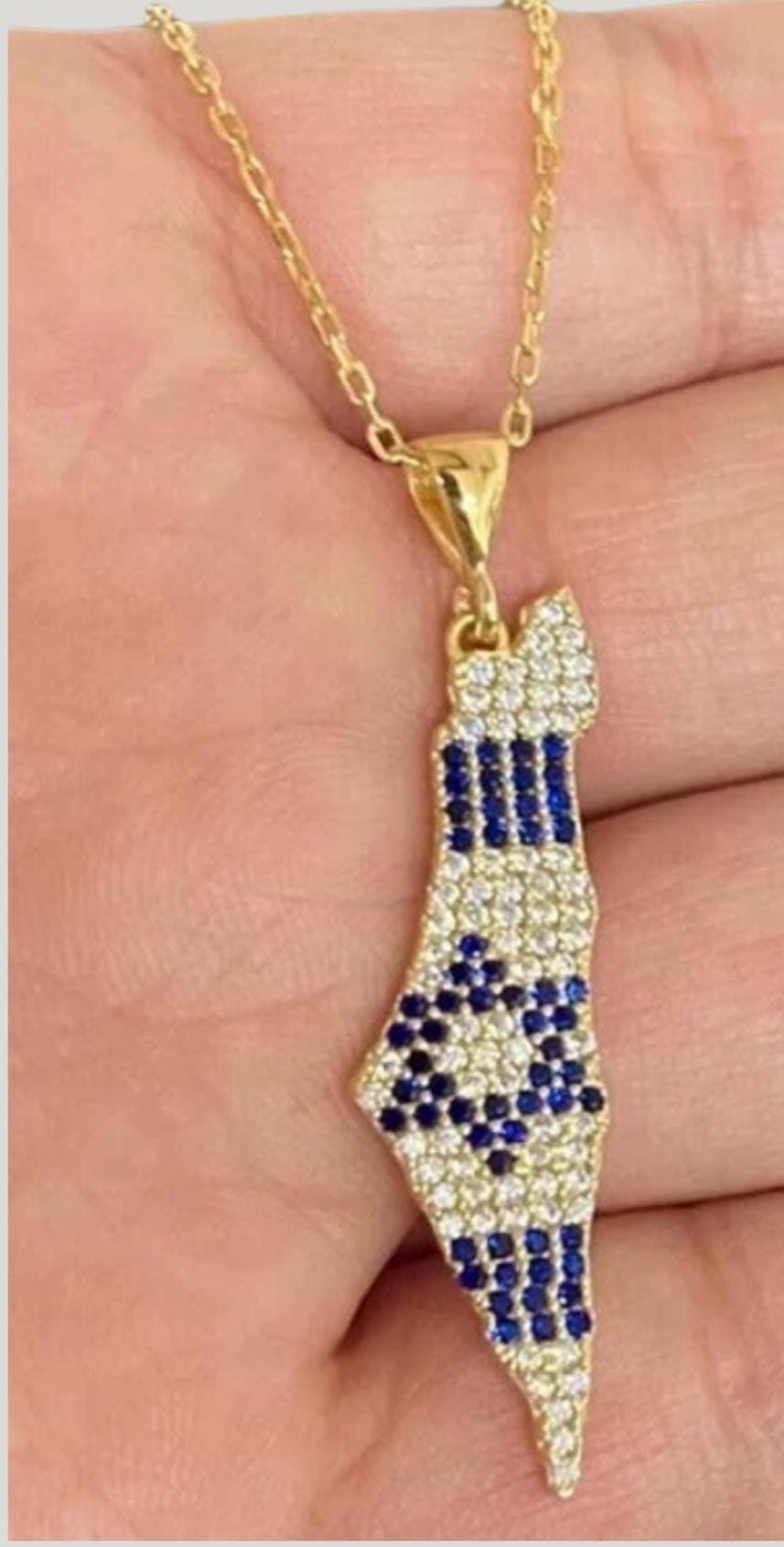 Colorful Map of Israel Necklace