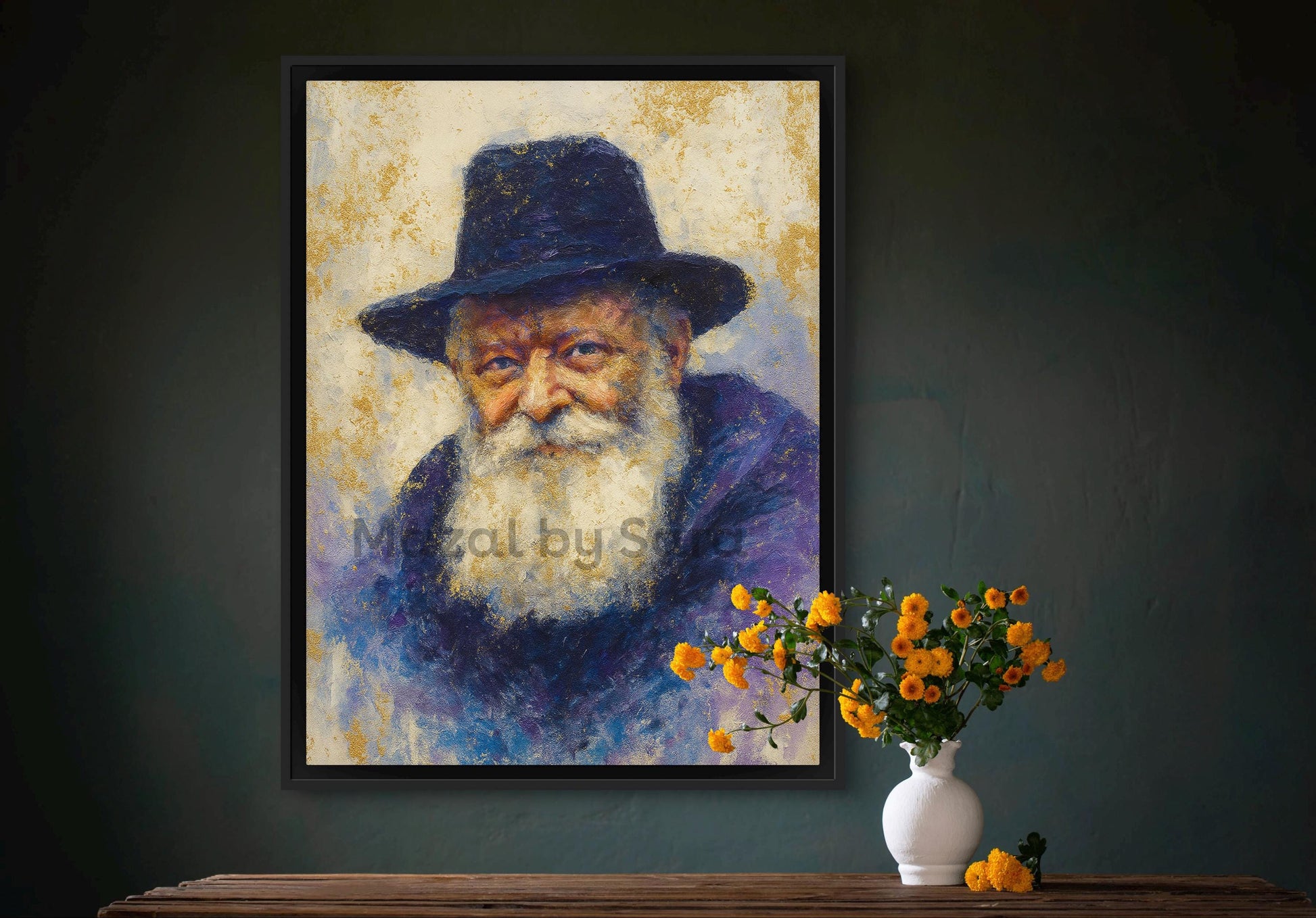 Lubavitcher Rebbe Painting – Jewish Wall Art | Chabad Rebbe Portrait | Hasidic Judaica Print