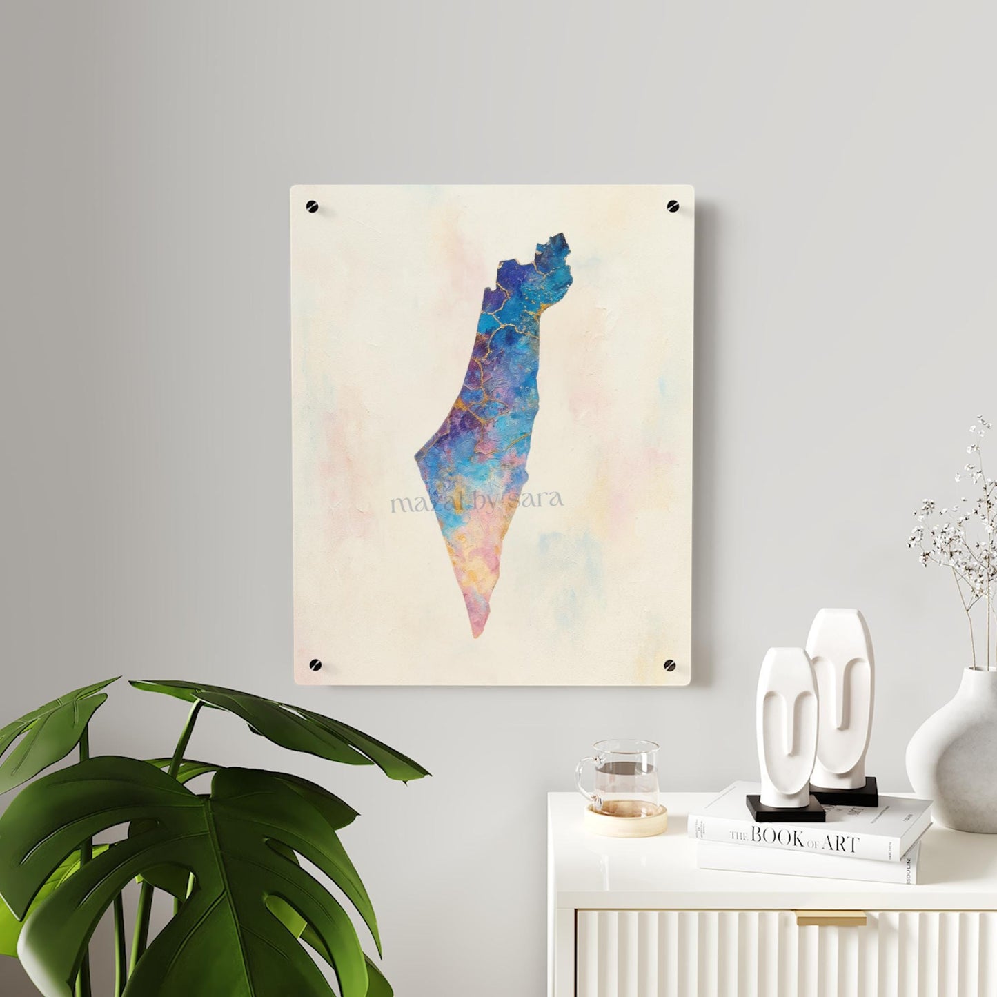 Israel Map Acrylic Wall Art Panel, Jewish Home Decor, Holy Land Wall Hanging, Travel Gift, Israel Independence Day Decor, Jewish Wall Decor