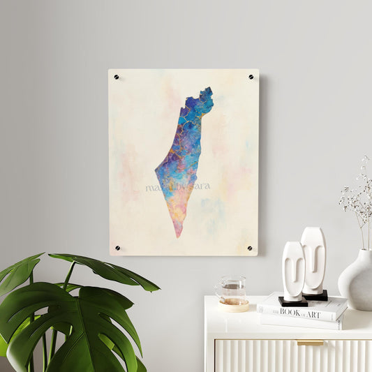 Israel Map Acrylic Wall Art Panel, Jewish Home Decor, Holy Land Wall Hanging, Travel Gift, Israel Independence Day Decor, Jewish Wall Decor