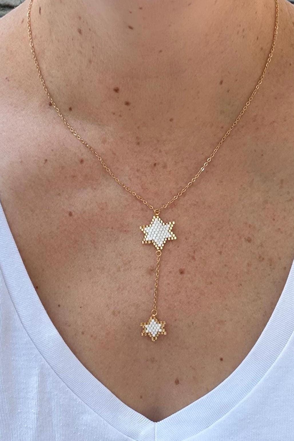 Double Star of David Necklace – Handmade Jewish Beaded Jewelry