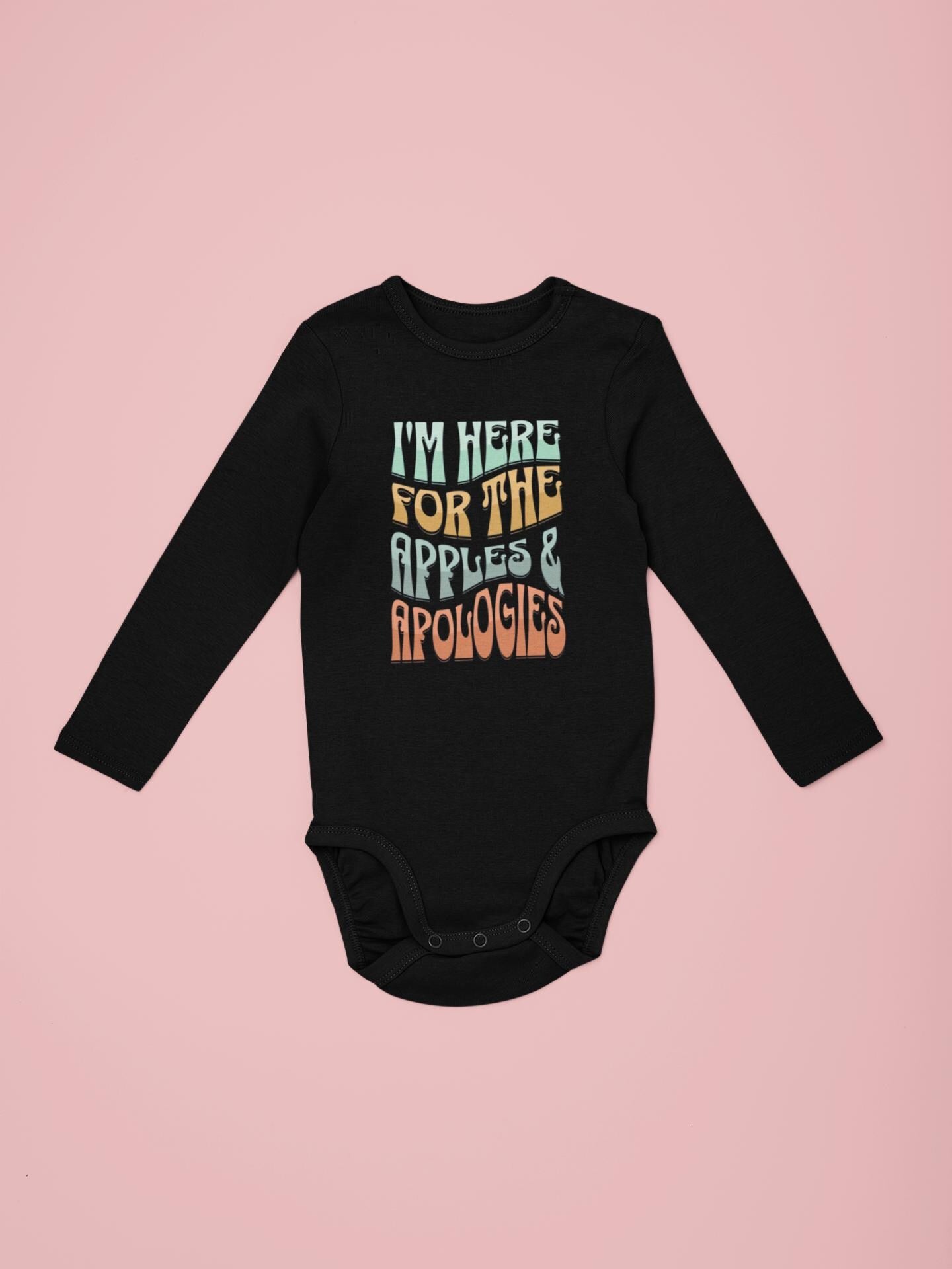 Rosh Hashanah Infant Long Sleeve Bodysuit | Im Here for the Apples and Apologies | Playful Design | shana tova shirt
