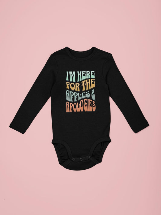 Rosh Hashanah Infant Long Sleeve Bodysuit | Im Here for the Apples and Apologies | Playful Design | shana tova shirt