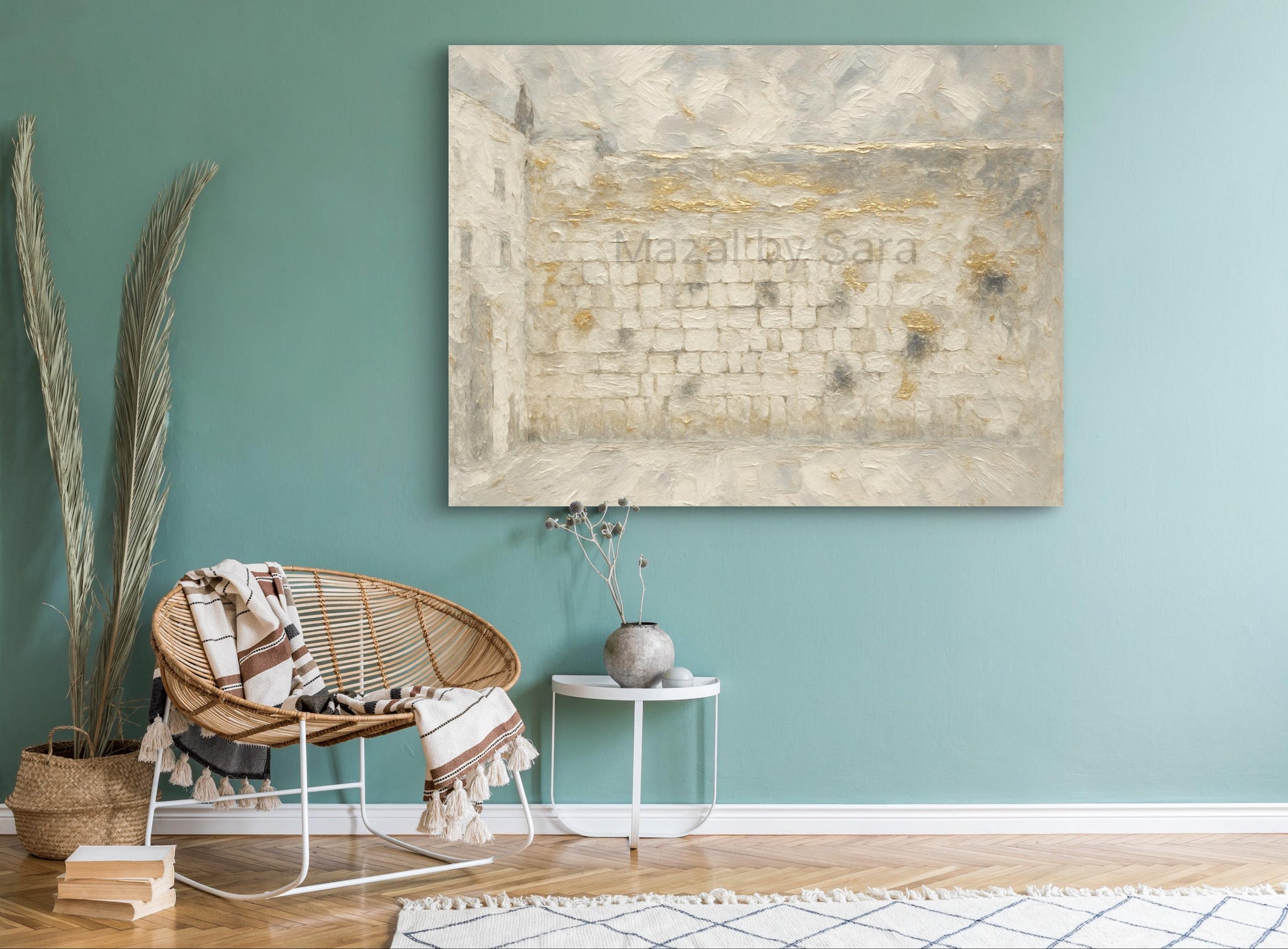 Abstract Kotel Wall Art Print – Modern Jerusalem Old City Judaica Decor | Jewish Blessing Gift