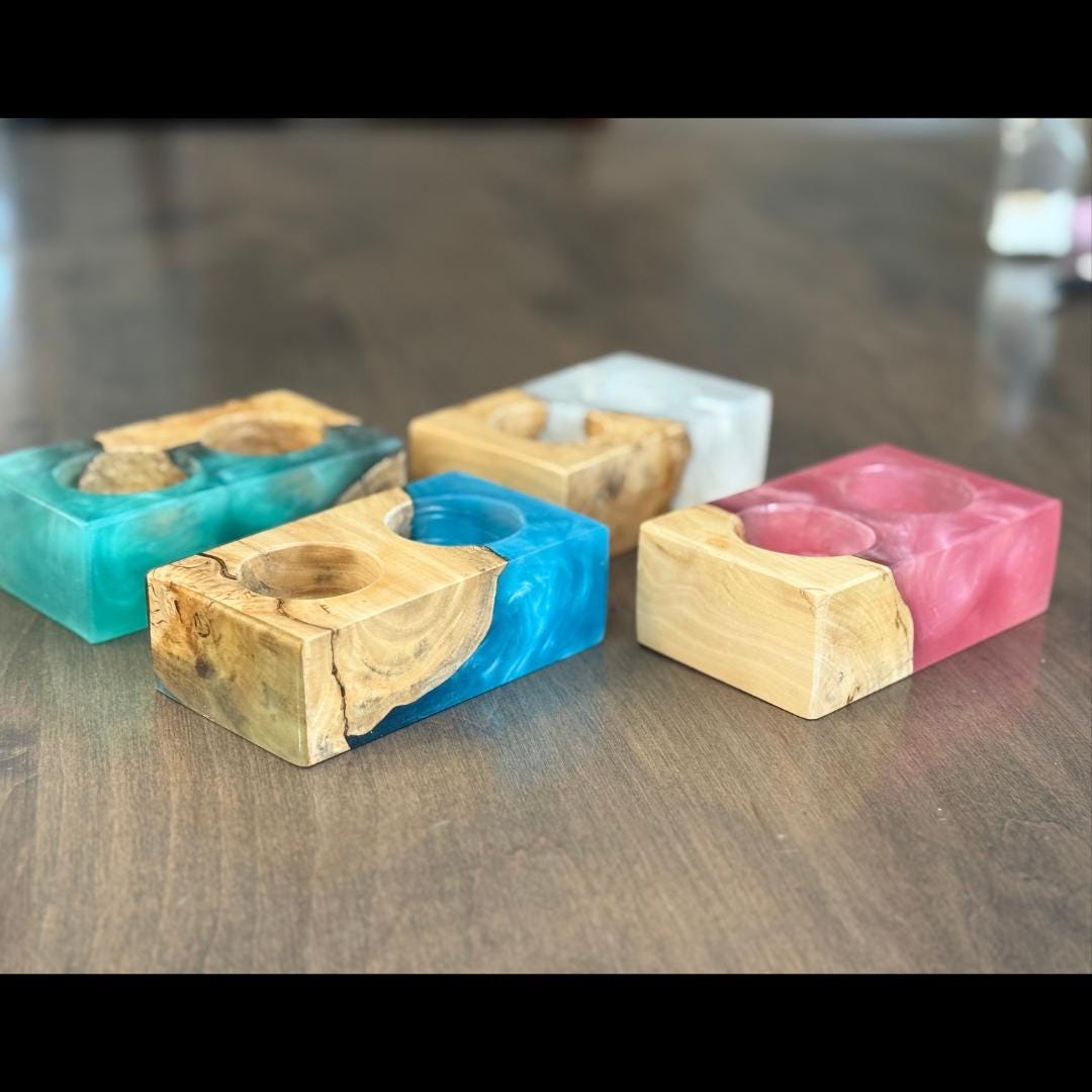 Handmade Olive Wood Shabbat Candle Holder (Holds 2 Tealights)