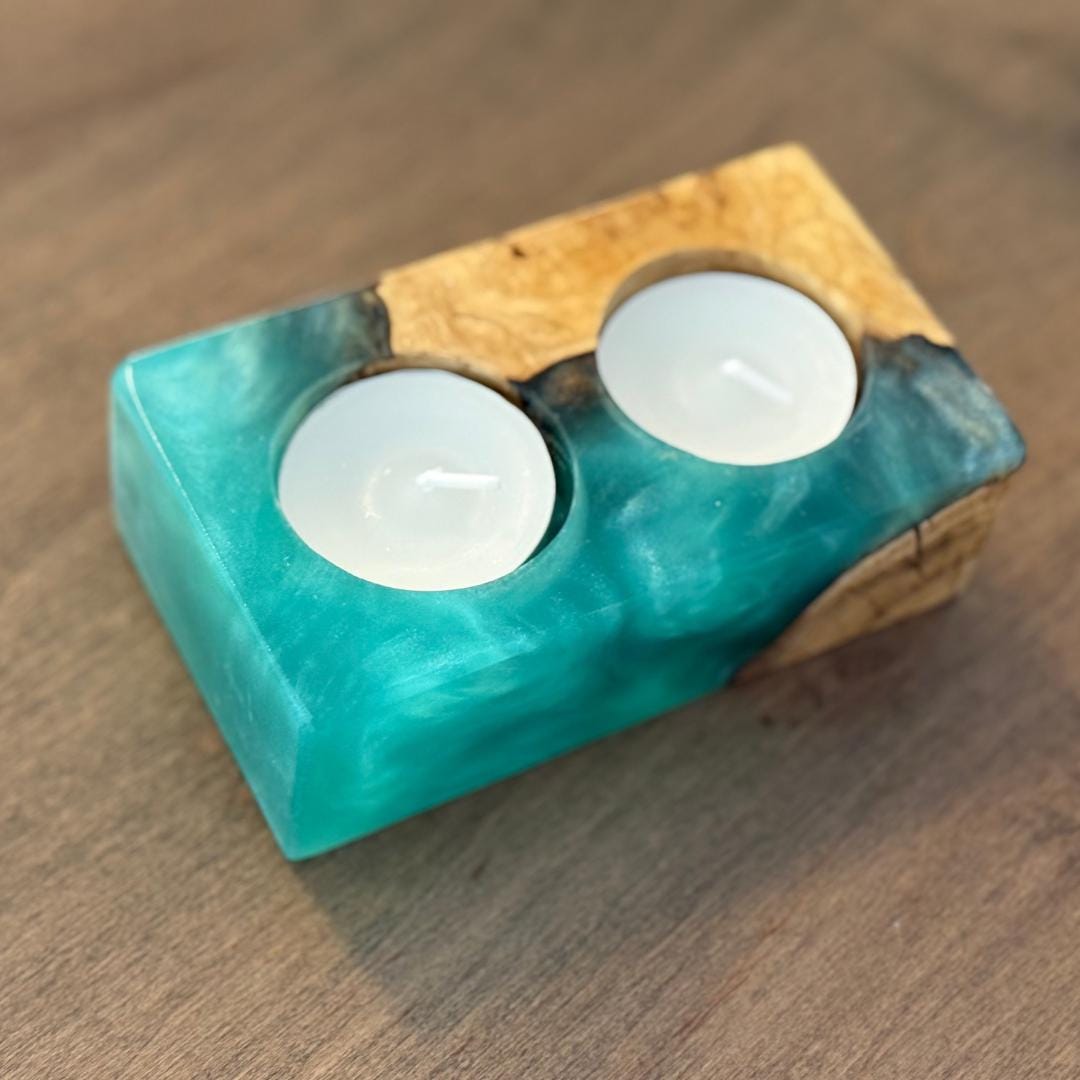 Handmade Olive Wood Shabbat Candle Holder (Holds 2 Tealights)