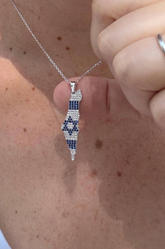 Colorful Map of Israel Necklace