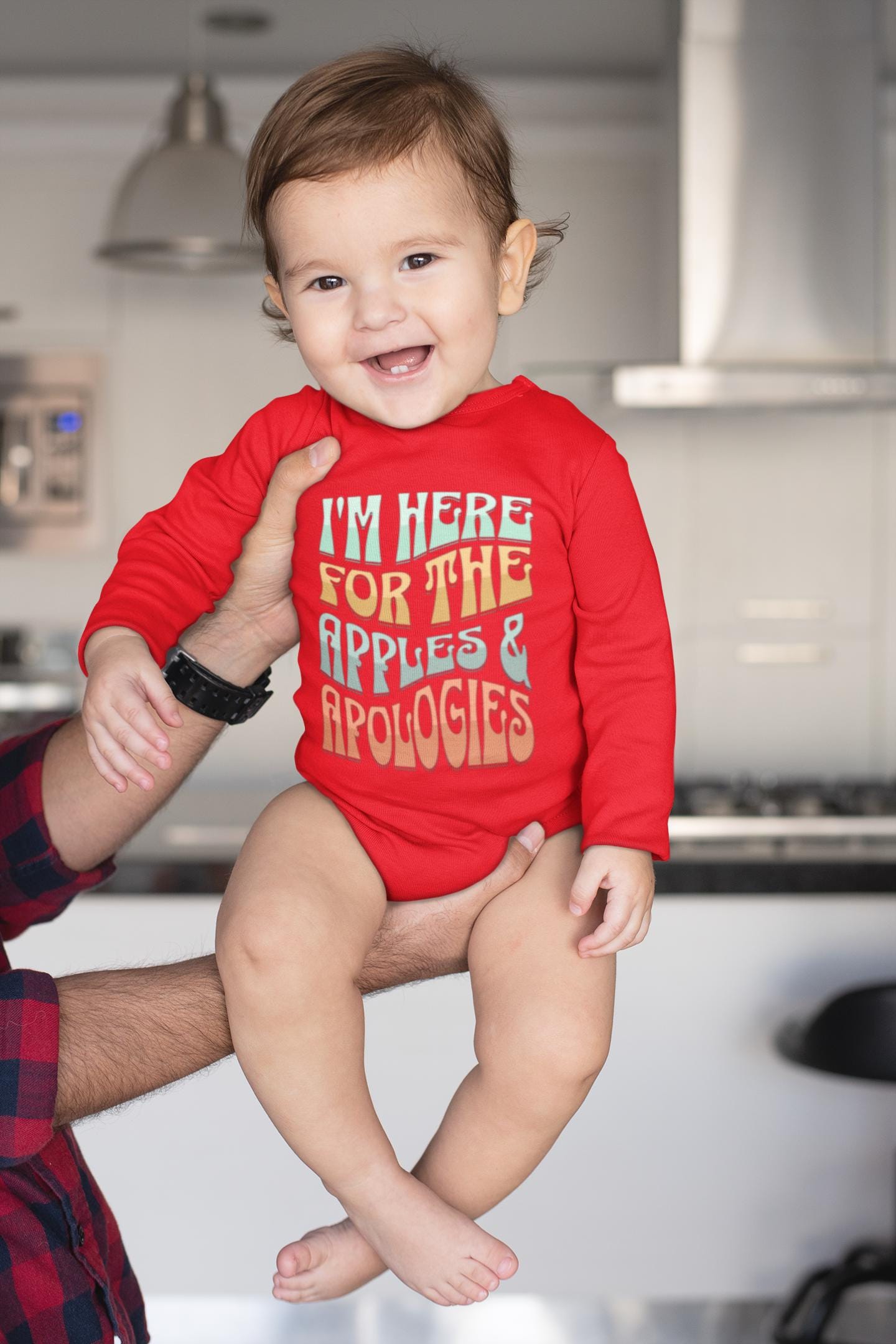 Rosh Hashanah Infant Long Sleeve Bodysuit | Im Here for the Apples and Apologies | Playful Design | shana tova shirt