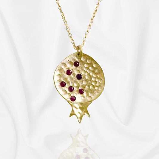 Gold Pomegranate Charm Necklace