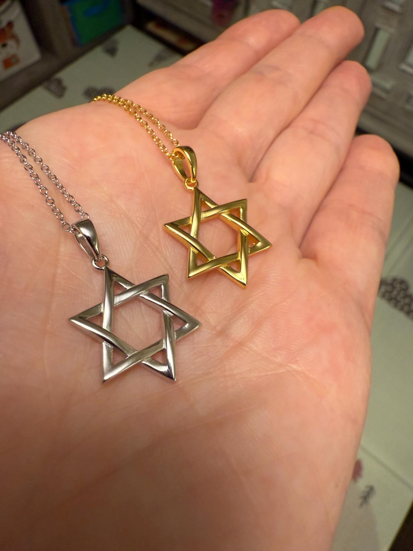 14K Gold Plated Sterling Silver Star of David Necklace: Unisex Judaica