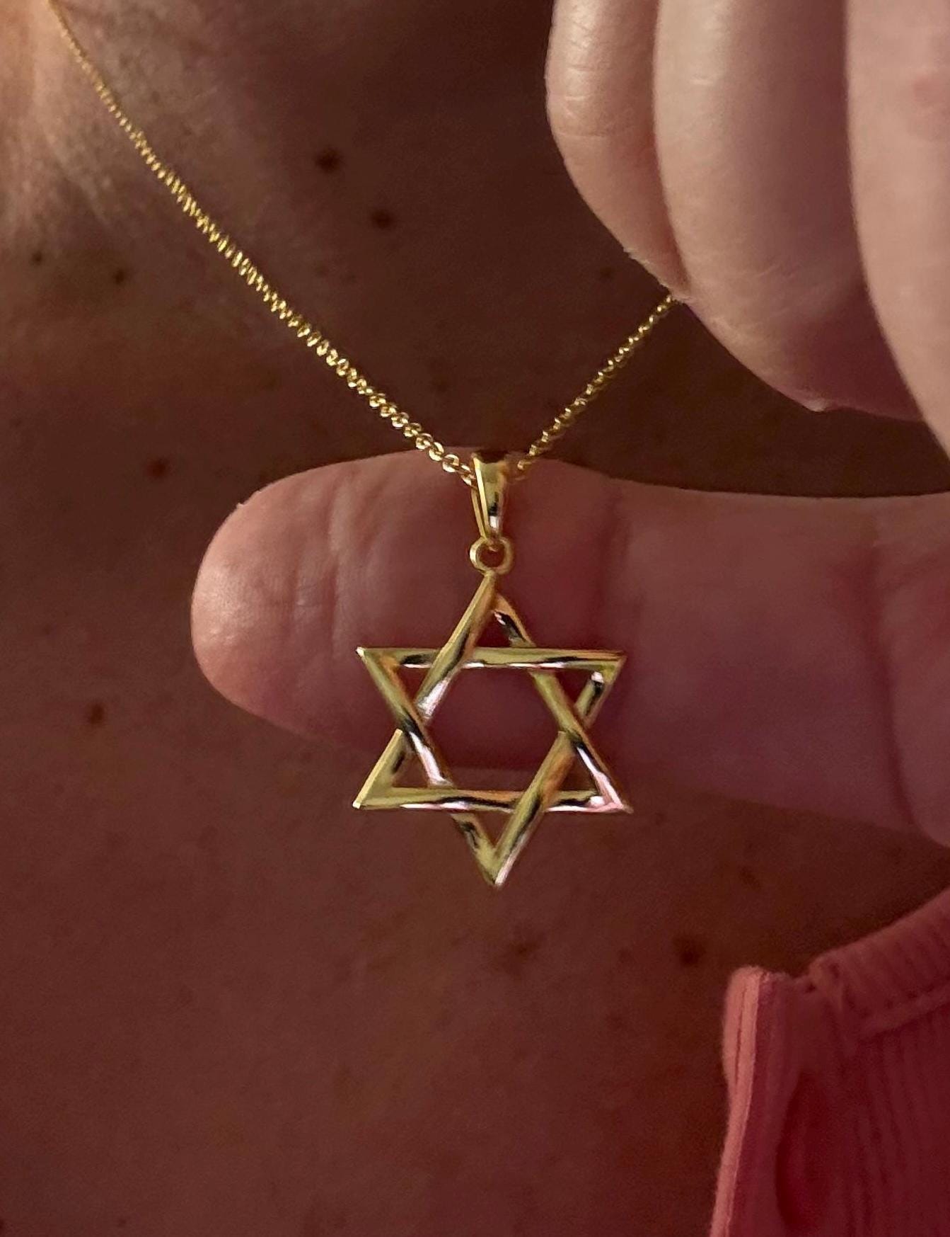 14K Gold Plated Sterling Silver Star of David Necklace: Unisex Judaica