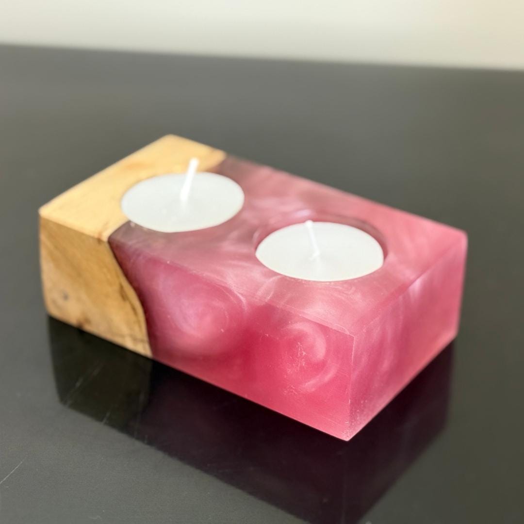 Handmade Olive Wood Shabbat Candle Holder (Holds 2 Tealights)
