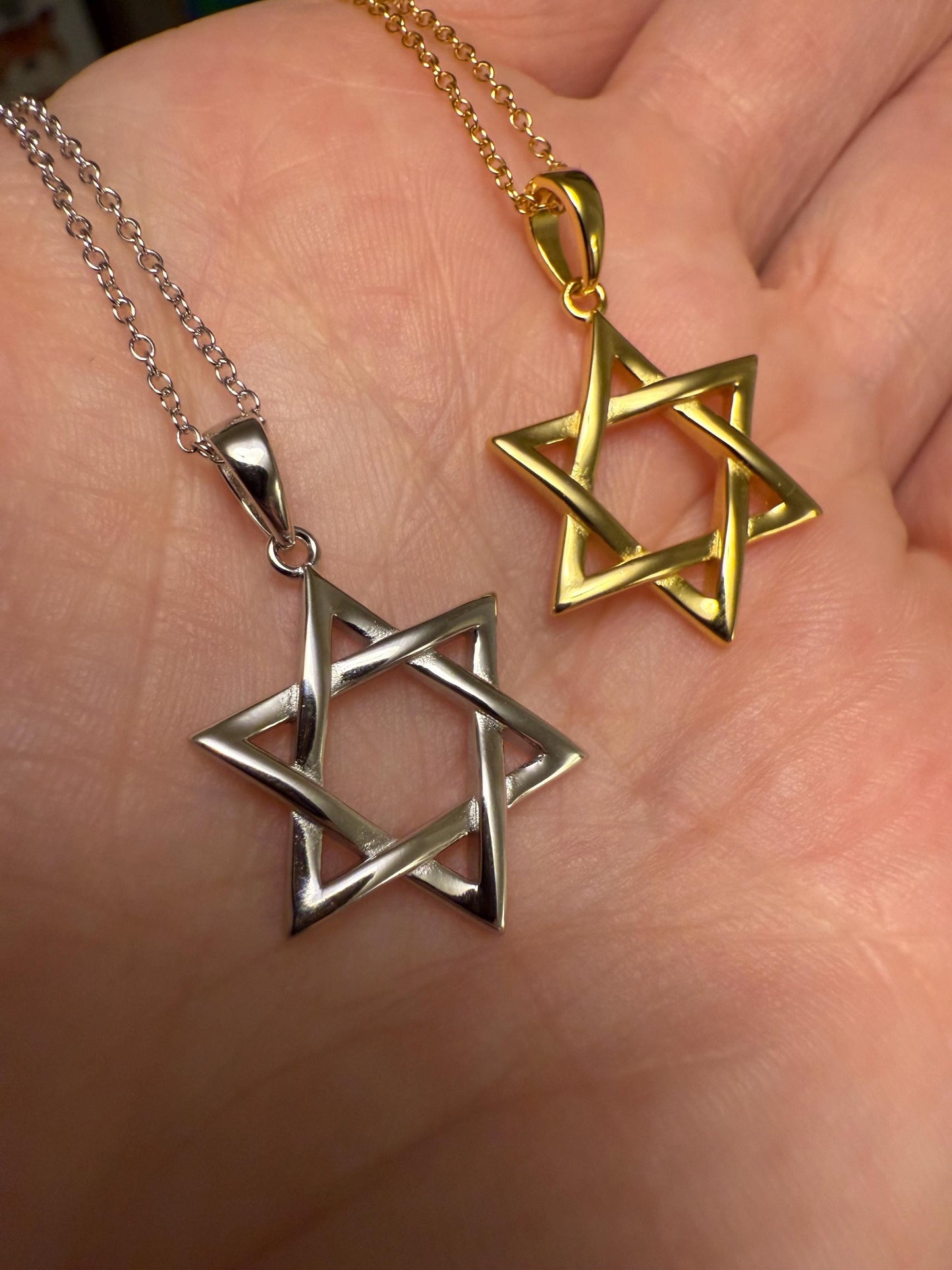 14K Gold Plated Sterling Silver Star of David Necklace: Unisex Judaica