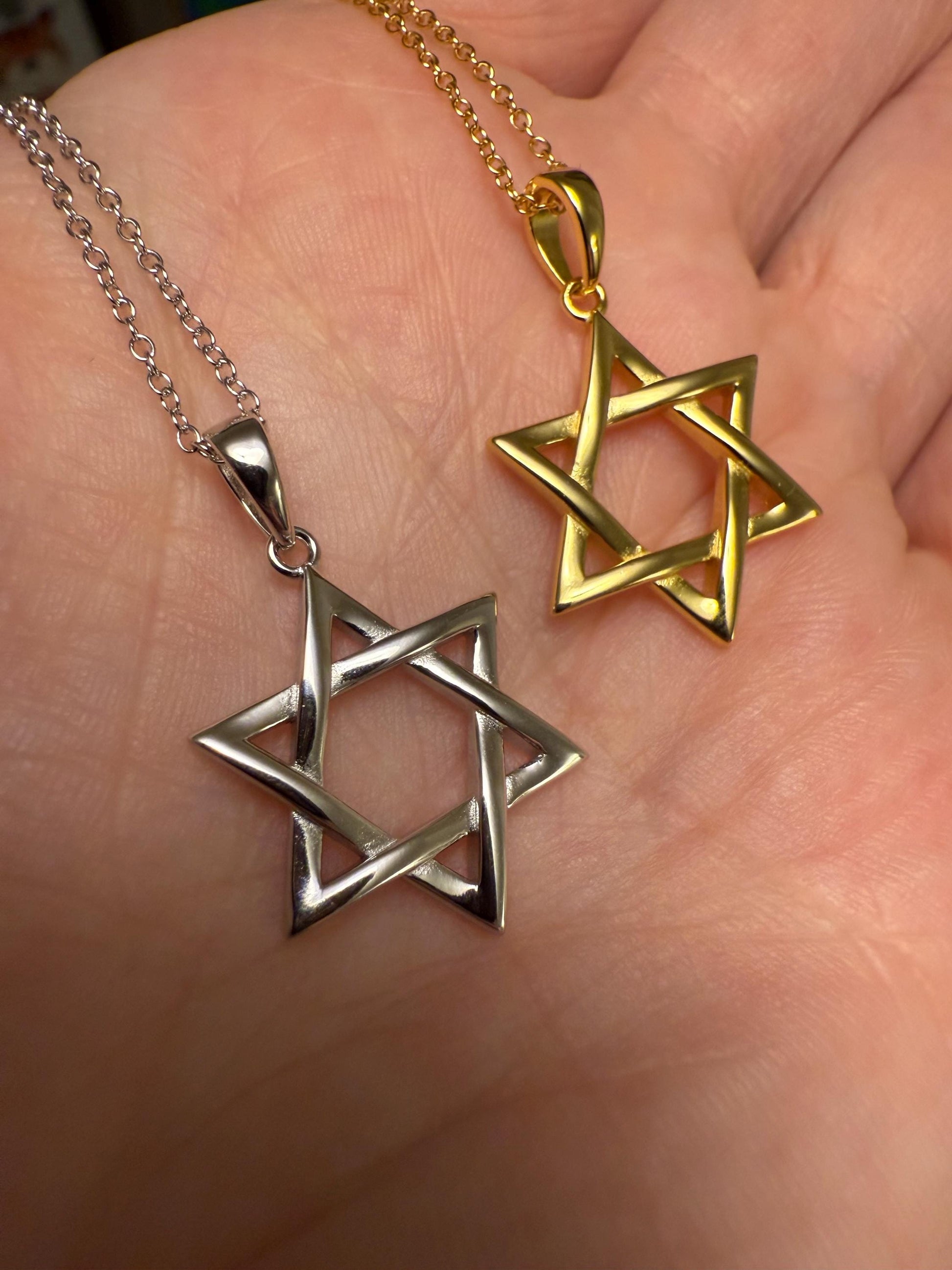14K Gold Plated Sterling Silver Star of David Necklace: Unisex Judaica