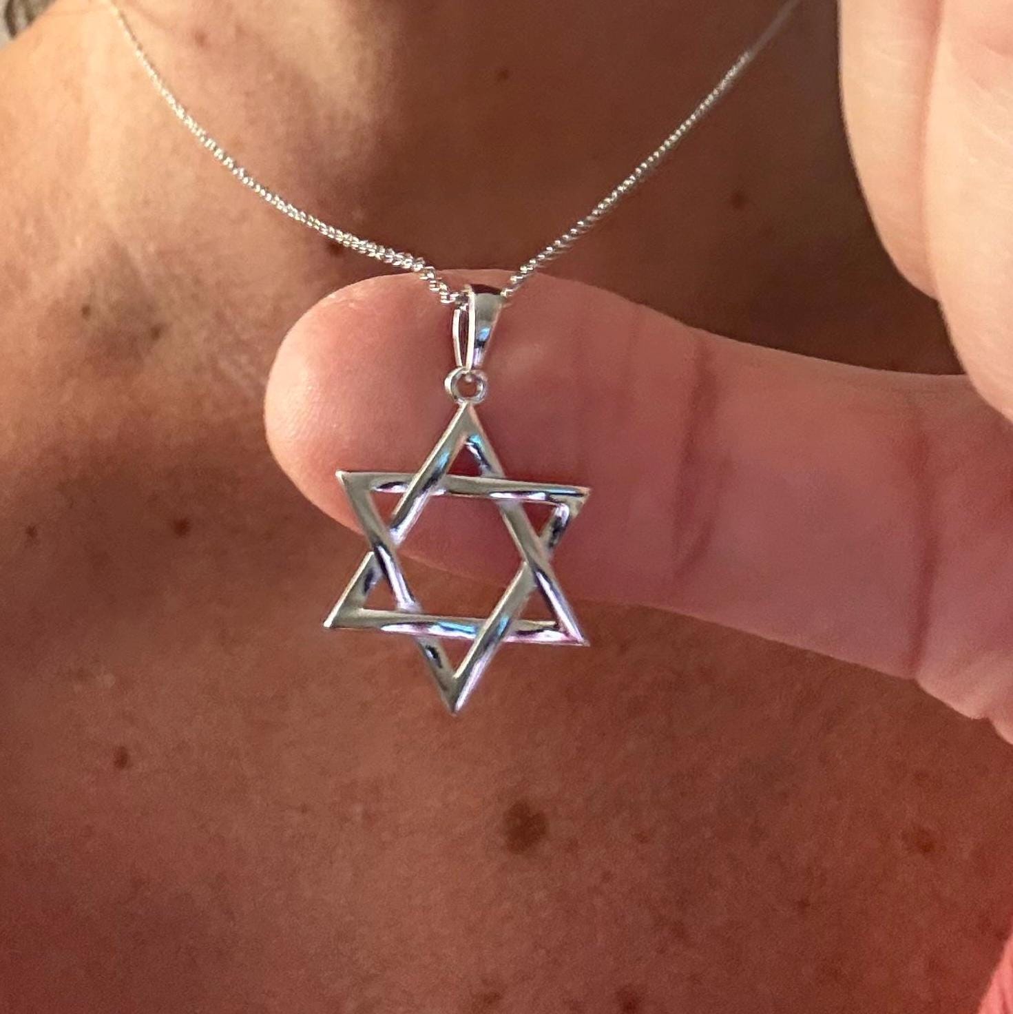 14K Gold Plated Sterling Silver Star of David Necklace: Unisex Judaica