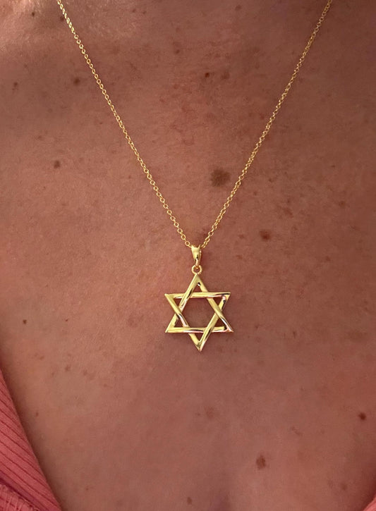 14K Gold Plated Sterling Silver Star of David Necklace: Unisex Judaica