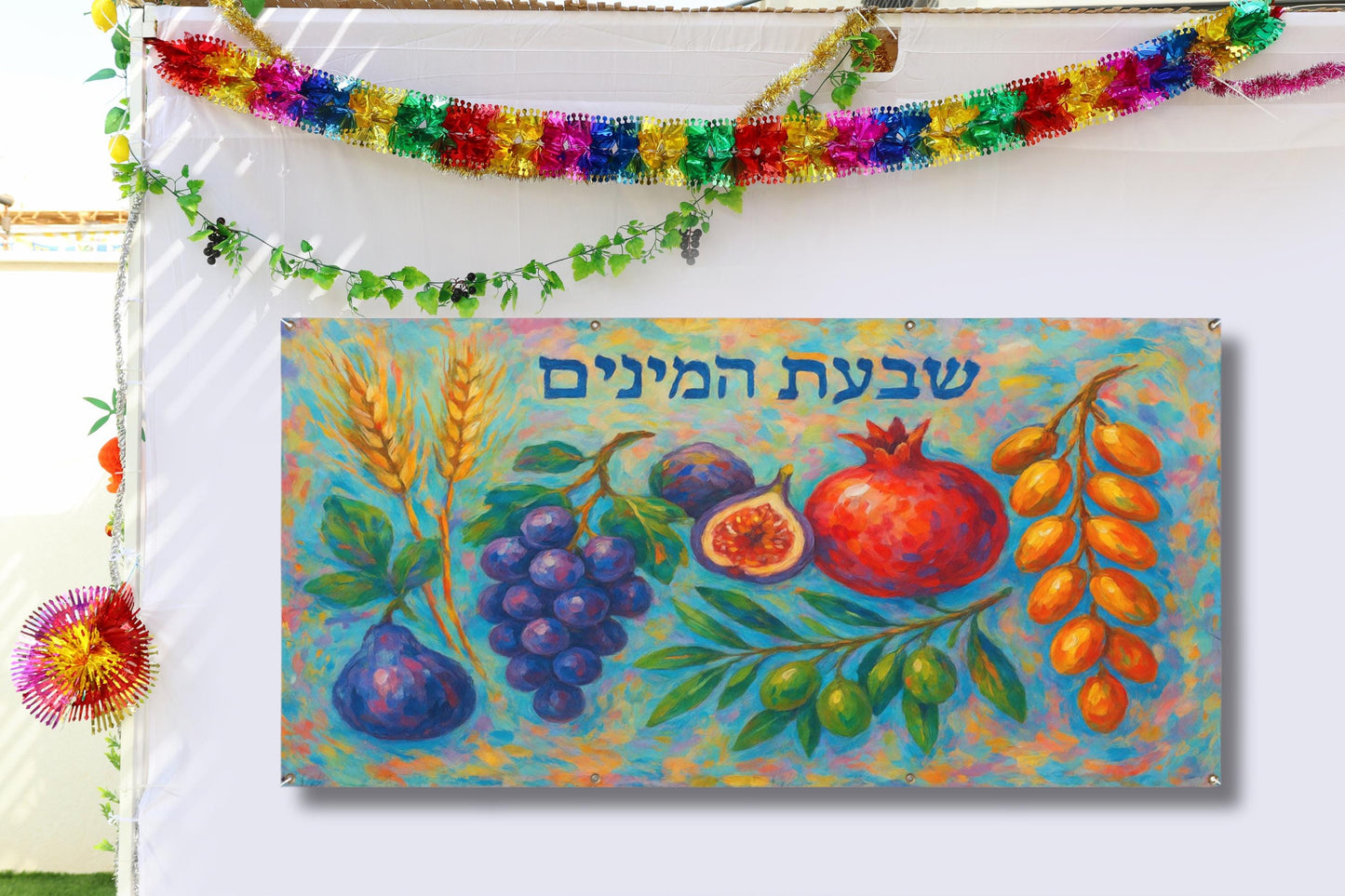 Shivat Haminim Sukkah Banner: Succot Jewish Holiday Decor