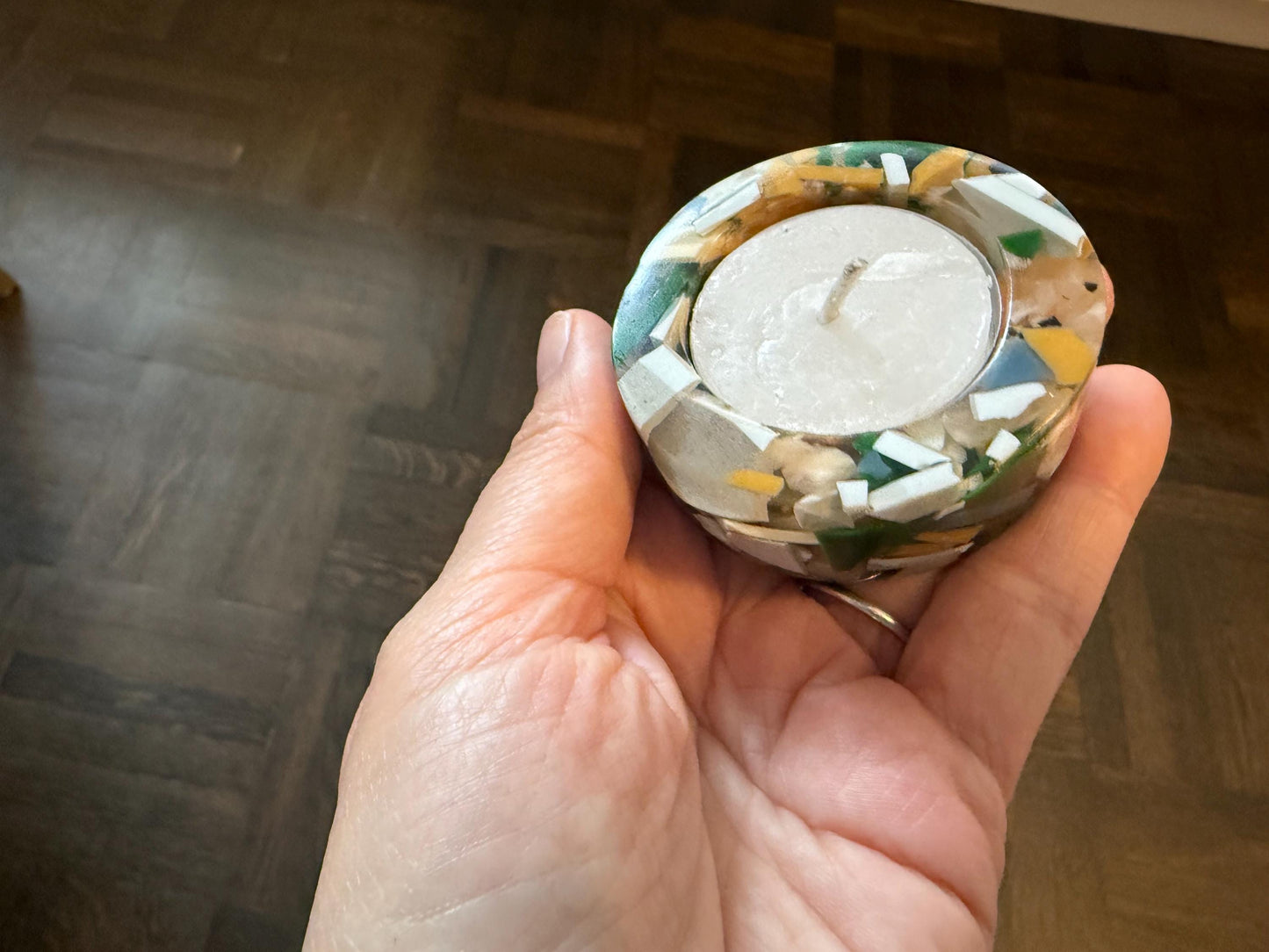 Handmade Resin Candle Holders – Tea Light Holders with Shells – Judaica, Shabbat & Holiday Home Décor