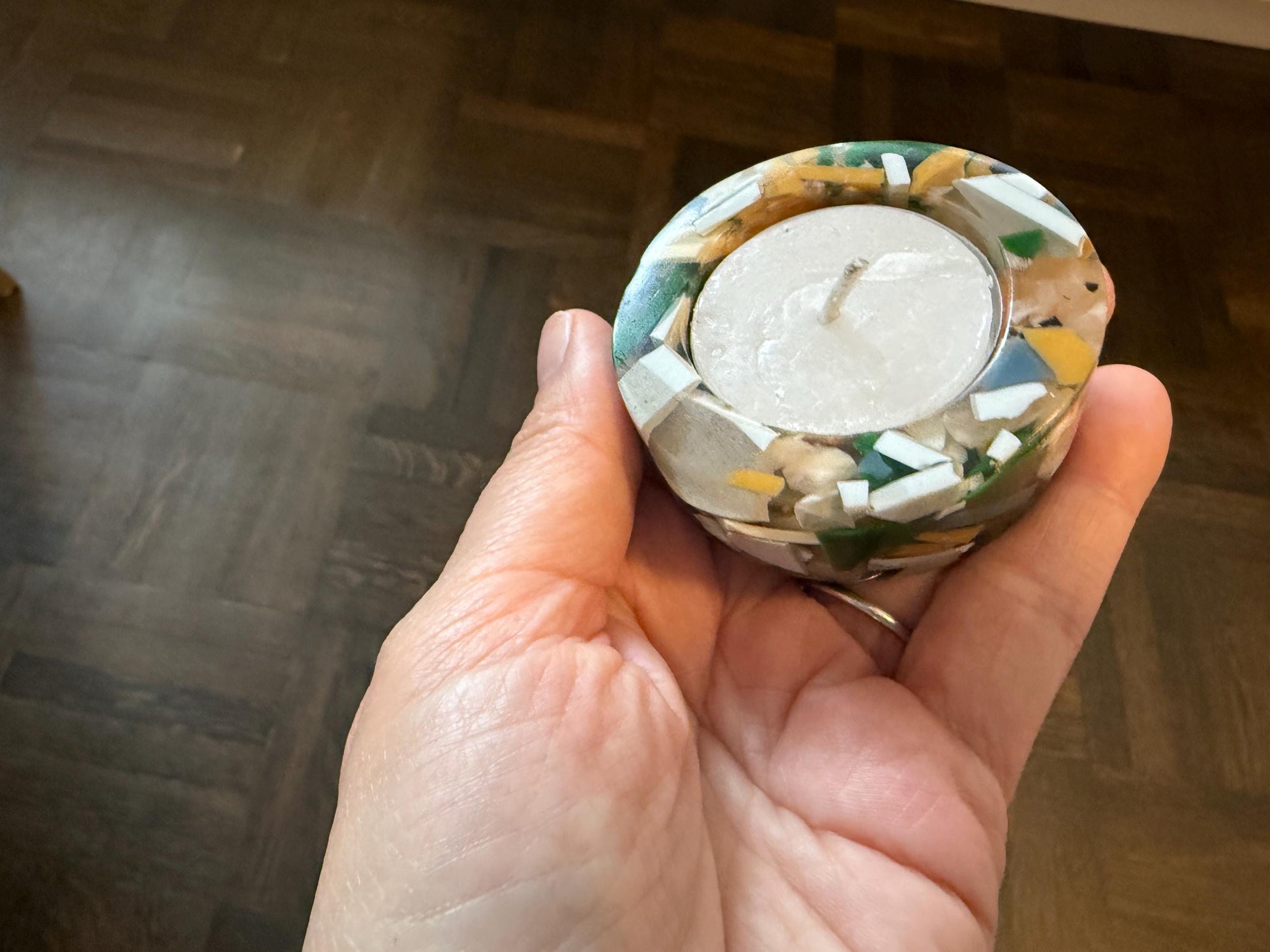 Handmade Resin Candle Holders – Tea Light Holders with Shells – Judaica, Shabbat & Holiday Home Décor