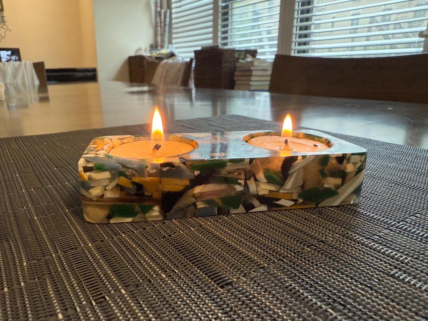 Handmade Resin Candle Holders – Tea Light Holders with Shells – Judaica, Shabbat & Holiday Home Décor