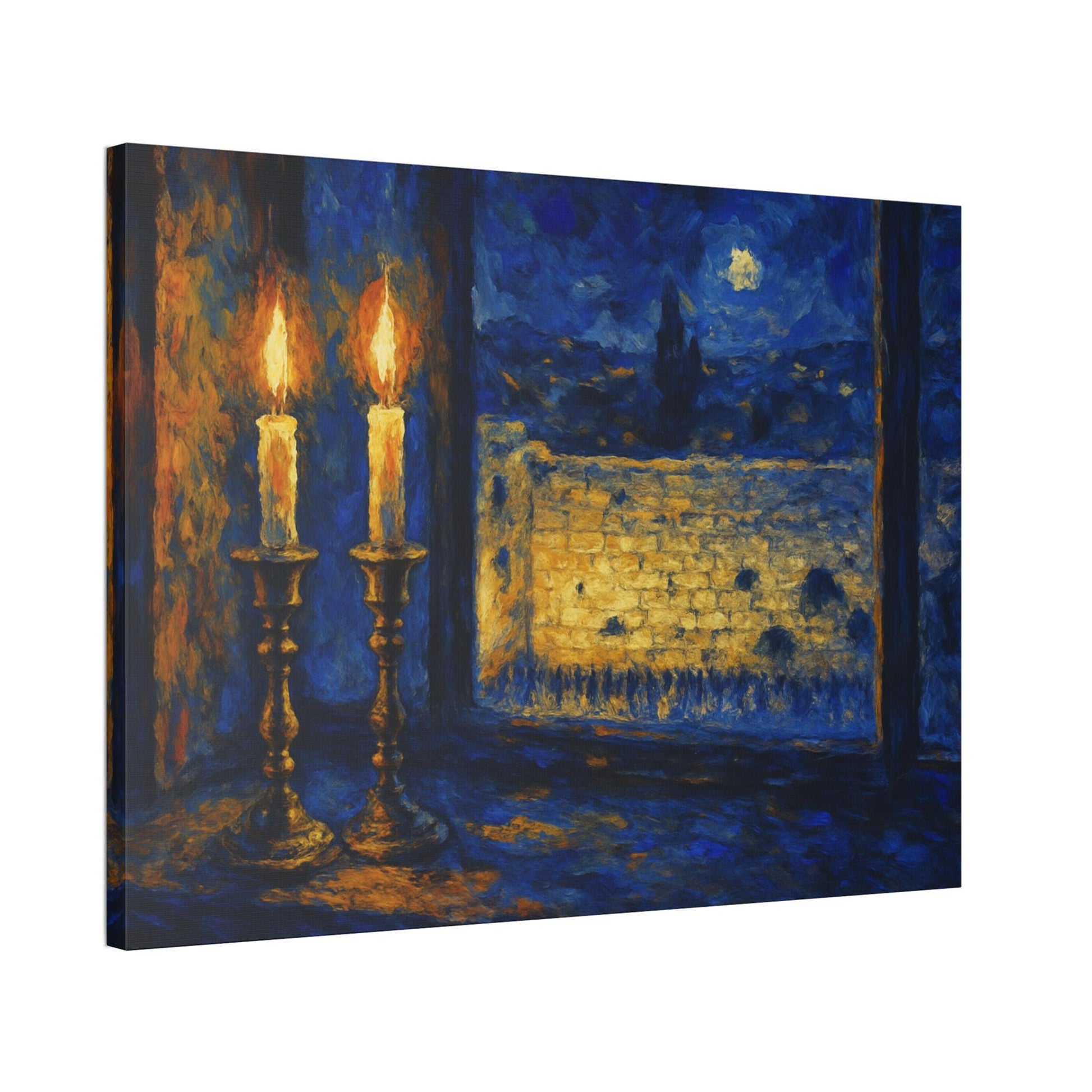 Kotel at night- Jerusalem archway- Shabbat Candles