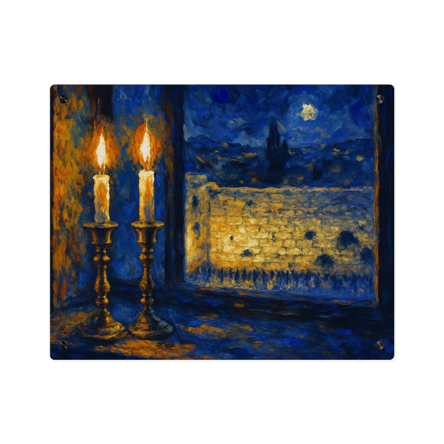 Kotel at night- Jerusalem archway- Shabbat Candles