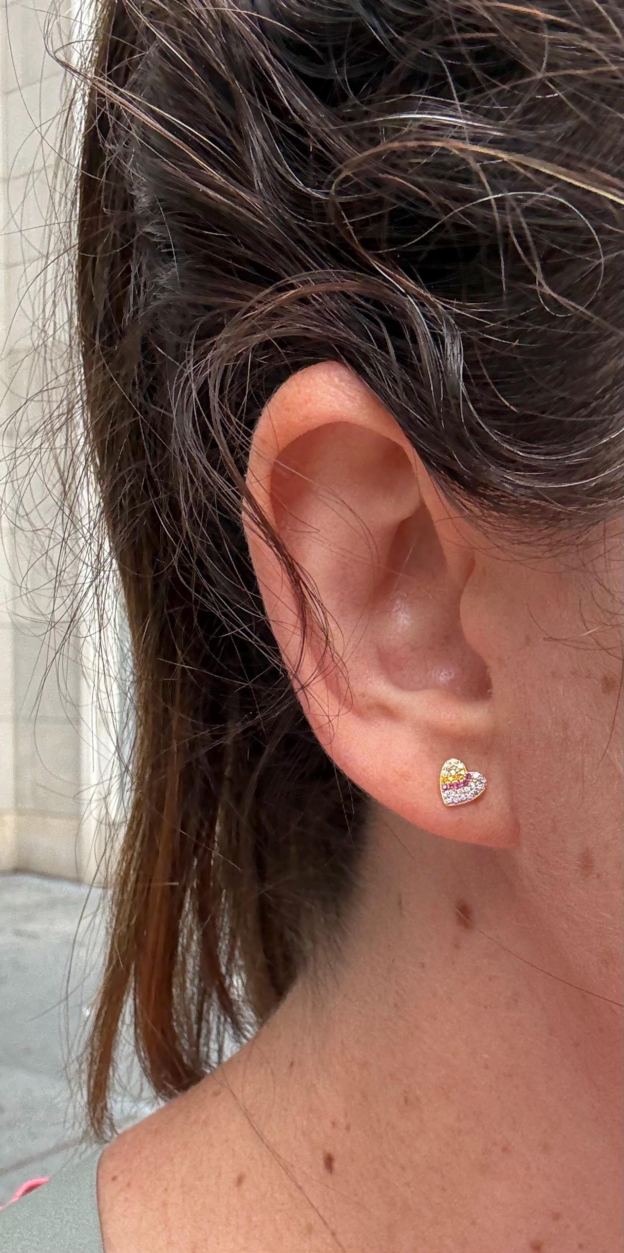 Rainbow Heart Earrings – Sterling Silver with Multicolor Gemstones