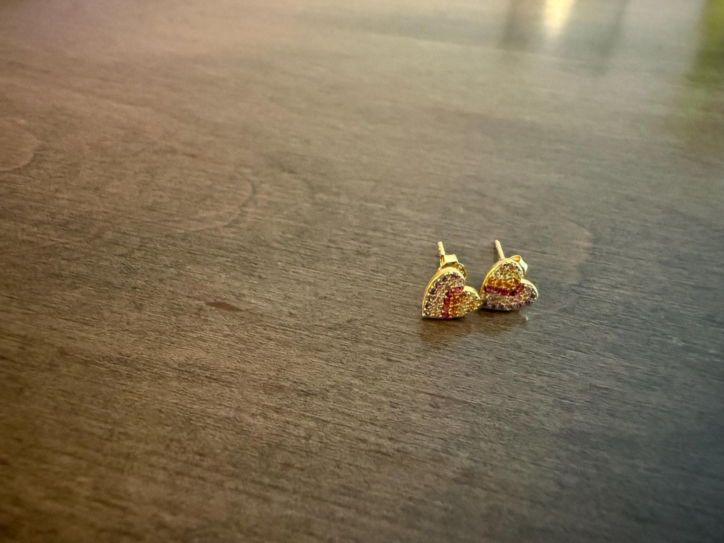 Rainbow Heart Earrings – Sterling Silver with Multicolor Gemstones