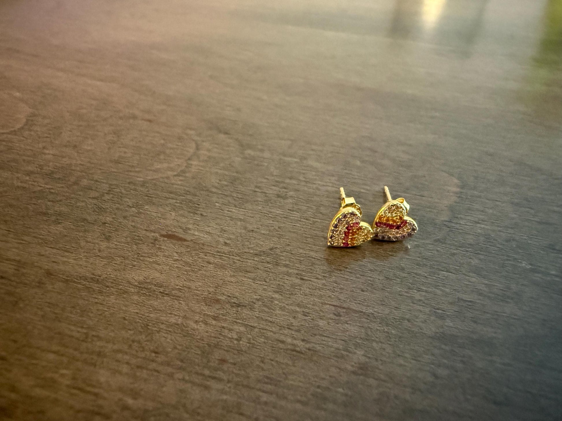 Rainbow Heart Earrings – Sterling Silver with Multicolor Gemstones