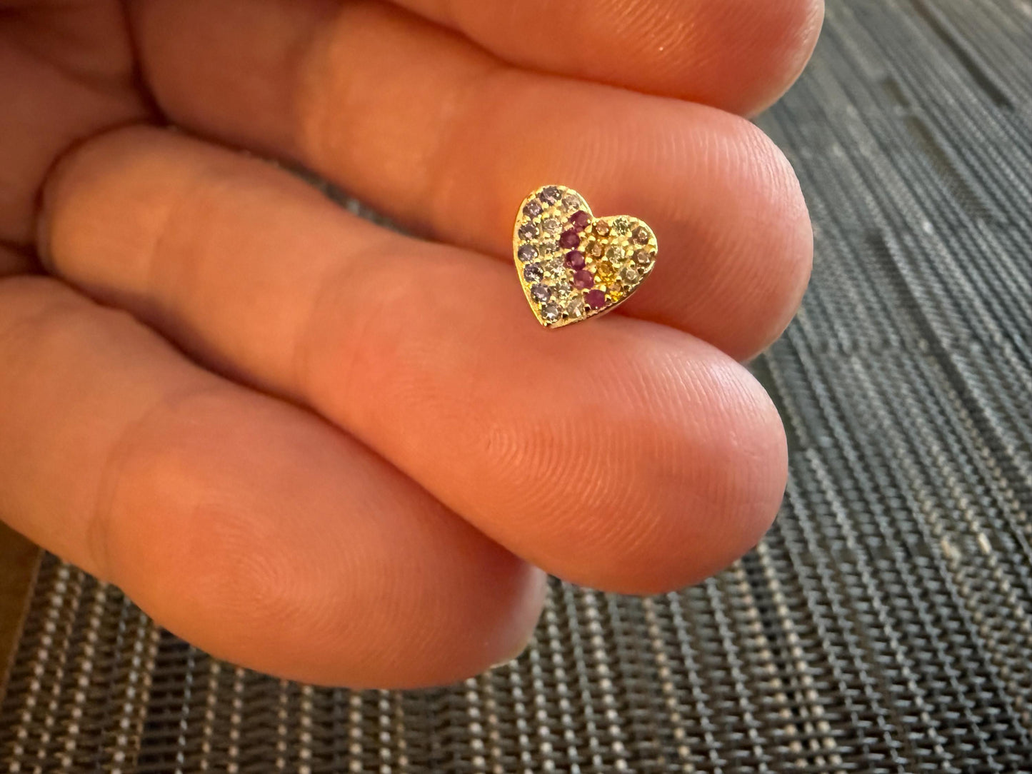 Rainbow Heart Earrings – Sterling Silver with Multicolor Gemstones