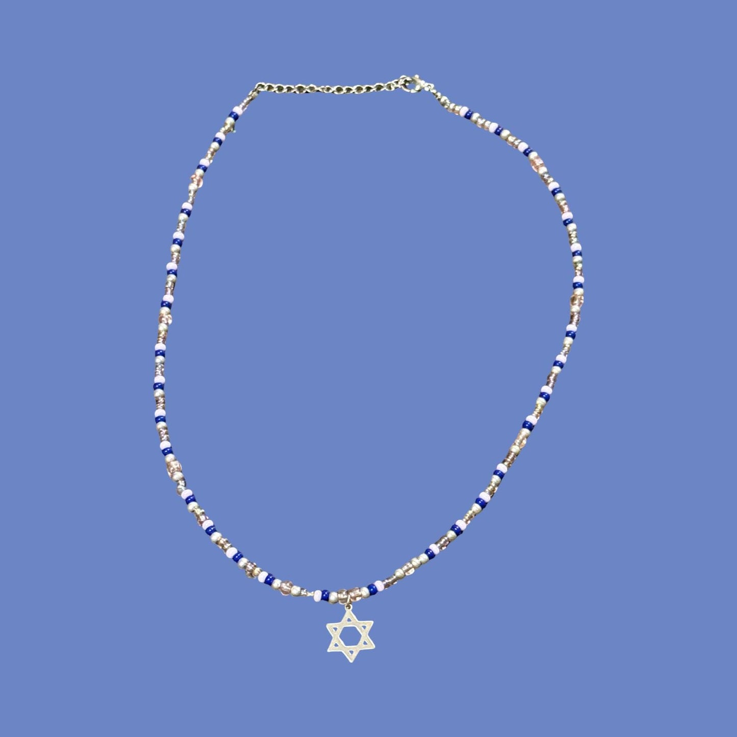 Beaded Star of David Necklace – Dainty Jewish Jewelry, Handmade Judaica Gift, Elegant Beaded Necklace for Women and Teens, Bat Mitzvah Gift