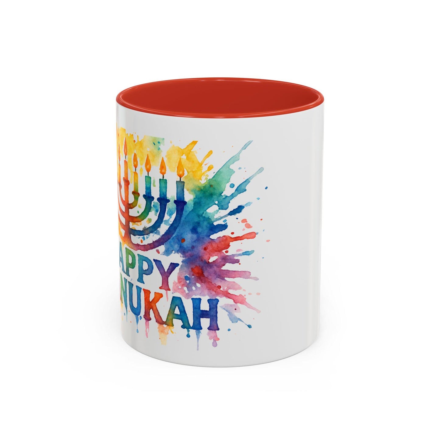 Chanukah Accent Coffee Mug (11, 15oz) - Hanukkah Menorah Cup, Jewish Festival Tea Mug, Hanukkah Celebration Drinkware, Festival of Lights