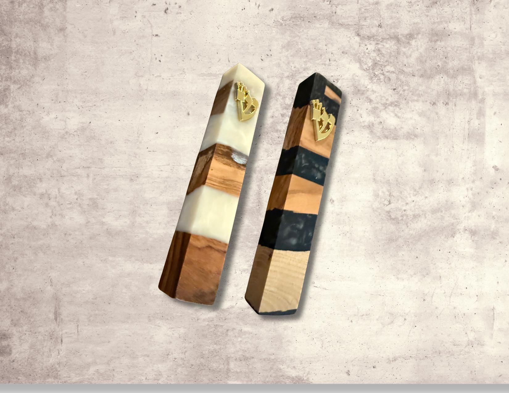 Judaica Mezuzah Case – Resin and Olive Wood – Ideal for Jewish Weddings & New Homes