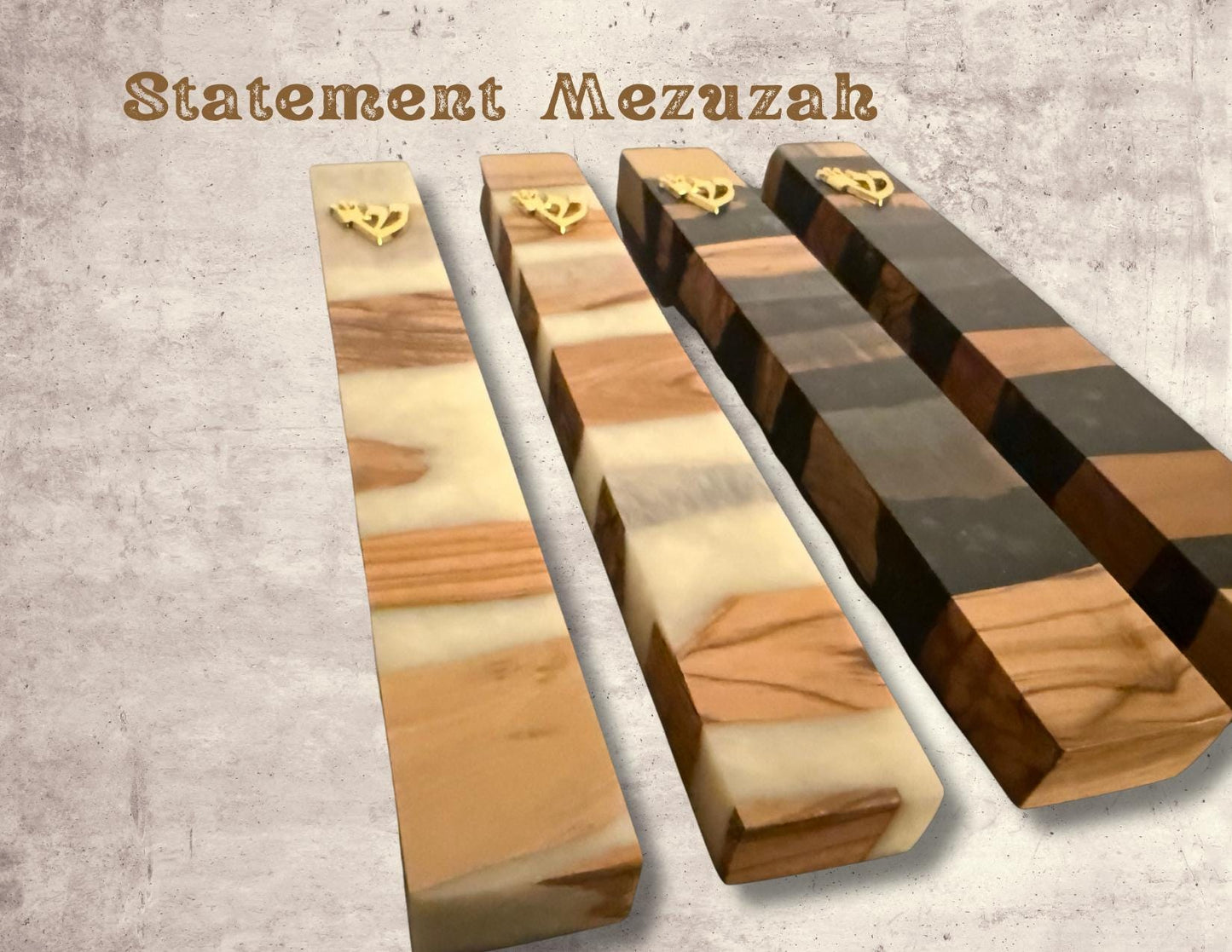 Judaica Mezuzah Case – Resin and Olive Wood – Ideal for Jewish Weddings & New Homes