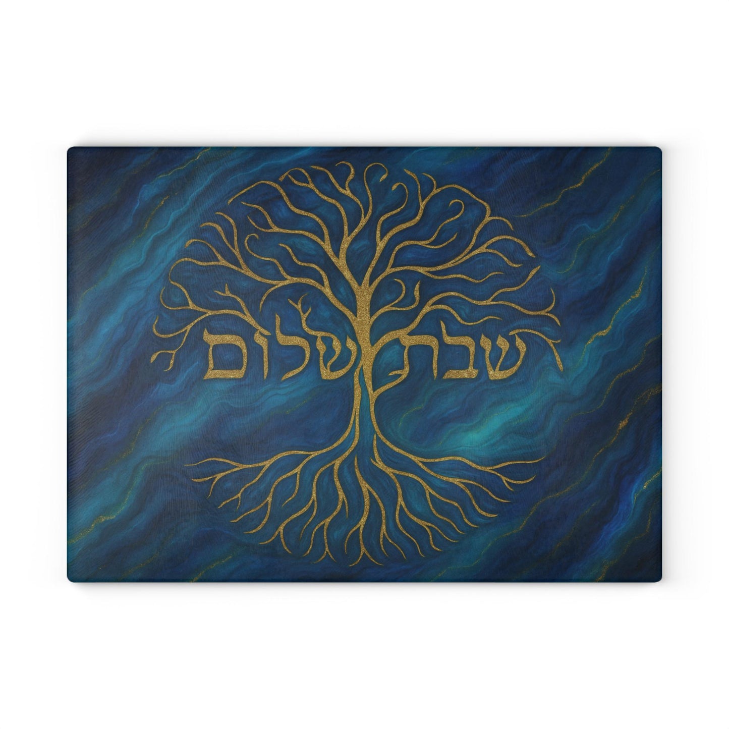 Shabbat Shalom Challah Board | Jewish Glass Cutting Board | Tempered Glass Shabbos Board | Judaica Gift | Hebrew Challah Tray