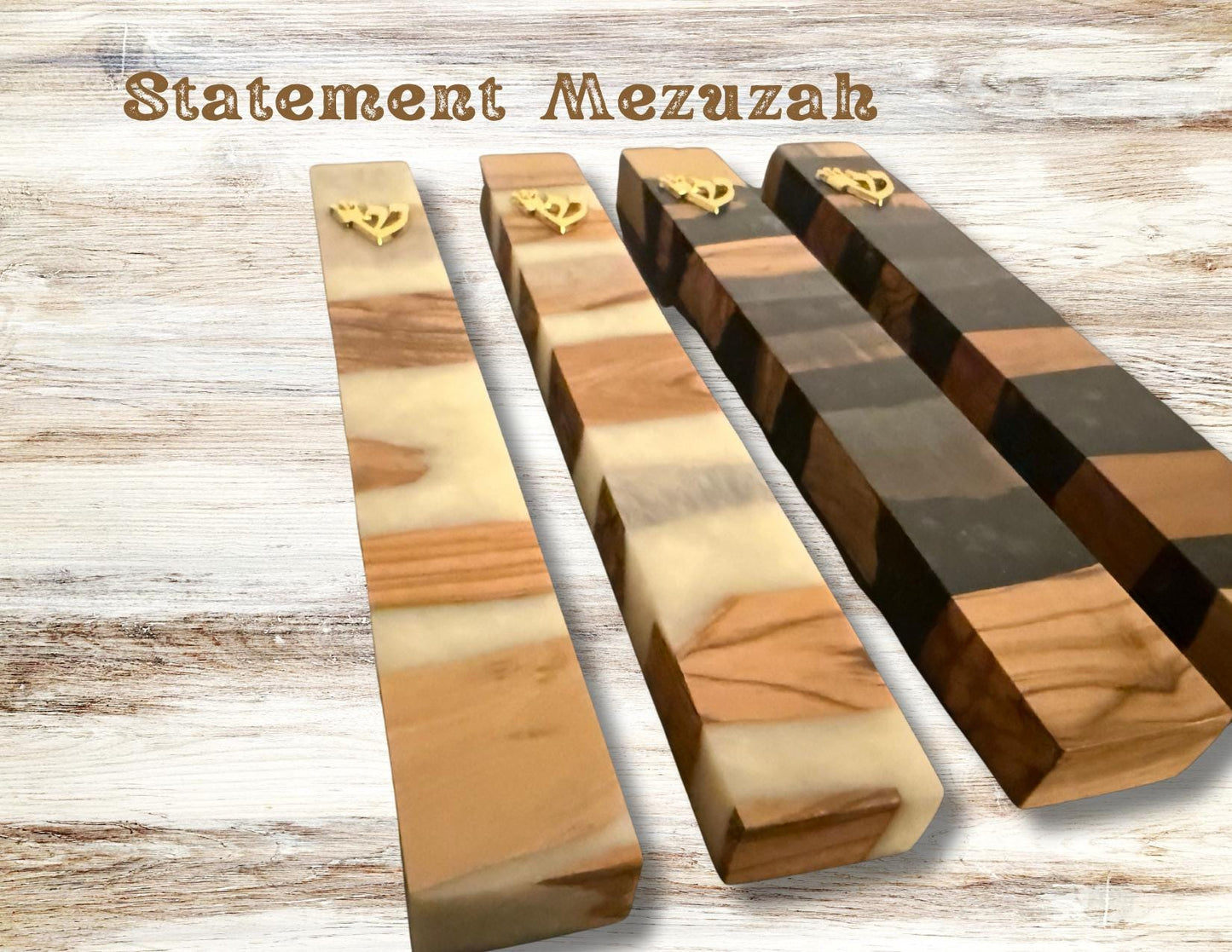 Judaica Mezuzah Case – Resin and Olive Wood – Ideal for Jewish Weddings & New Homes