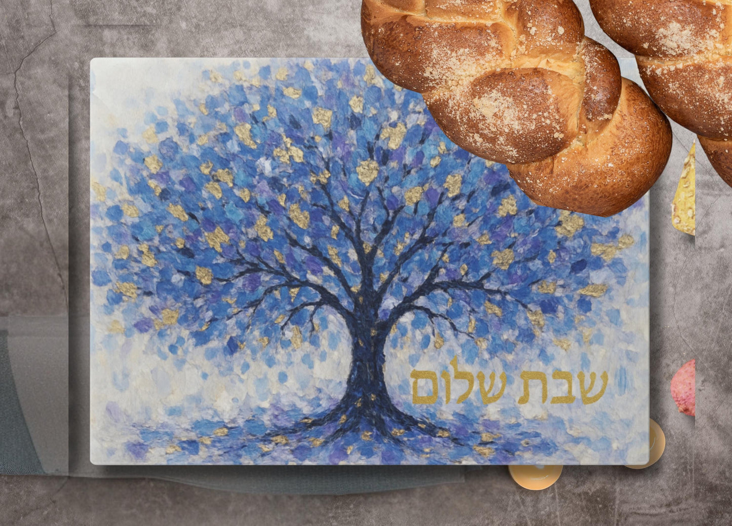 Shabbat Shalom Glass Challah Board – Tempered Glass Judaica Cutting Board, Modern Shabbos Gift, Jewish Home Decor, Jewish wedding