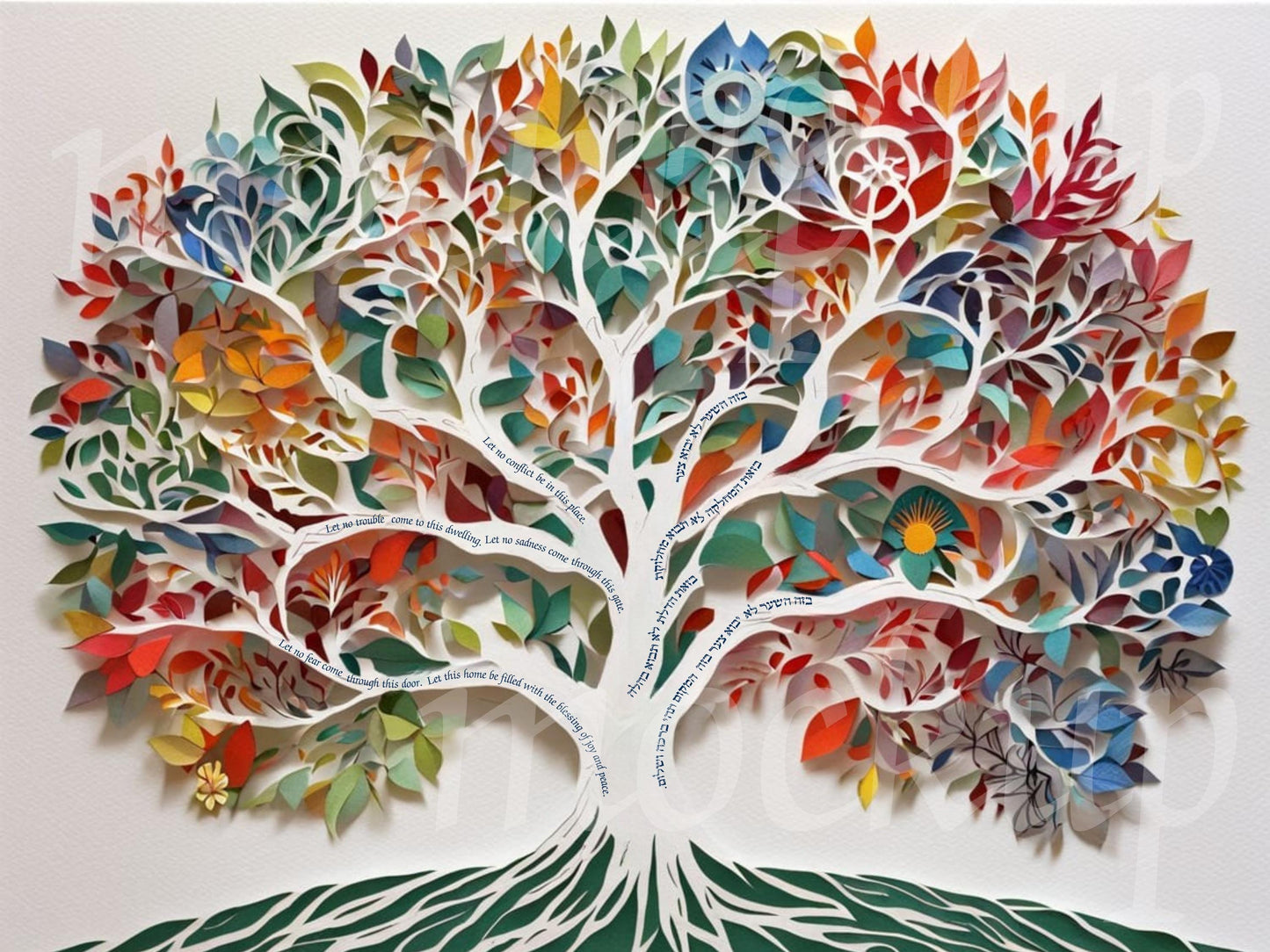 Tree of Life Birkat HaBayit Wall Art – Jewish Style Blessing Print – Hebrew & English Home Blessing – Jewish Wedding Housewarming Gift