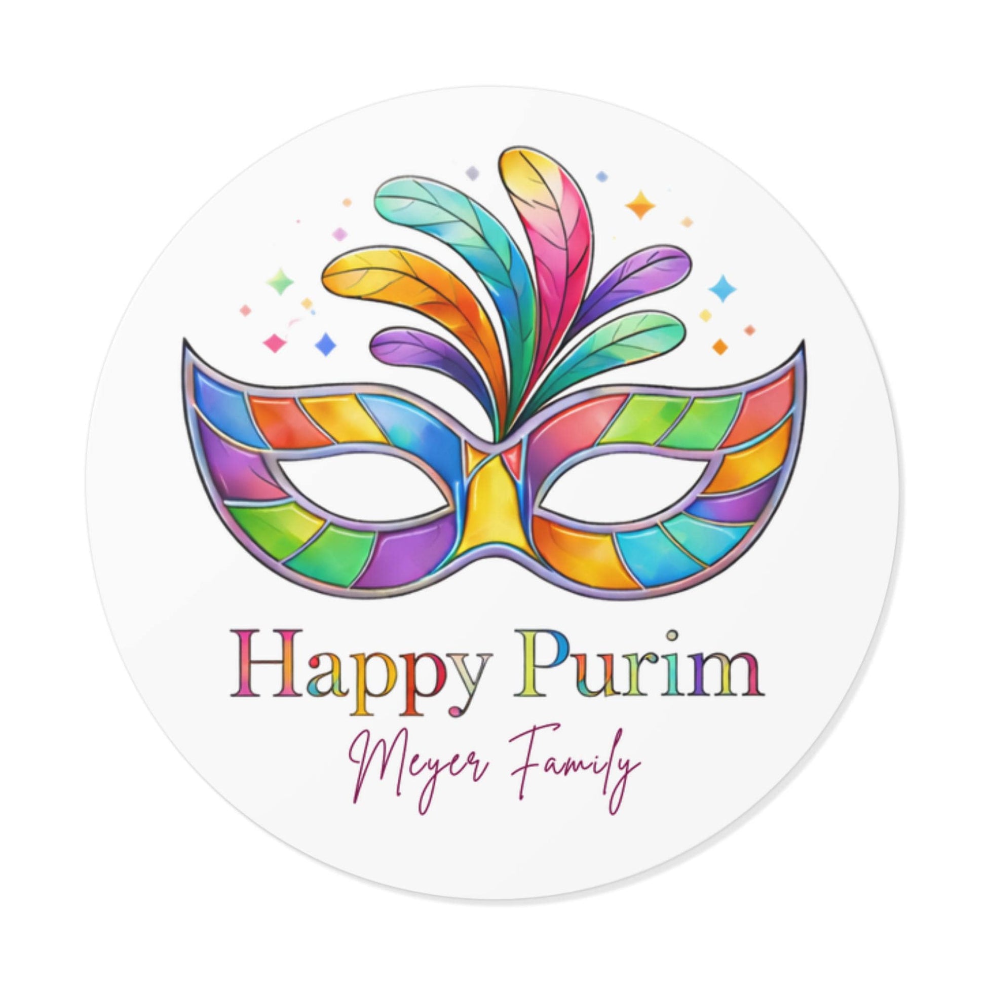 Personalized Happy Purim Stickers, Glossy Purim Labels, Mishloach Manot Stickers, Custom Jewish Gift Stickers