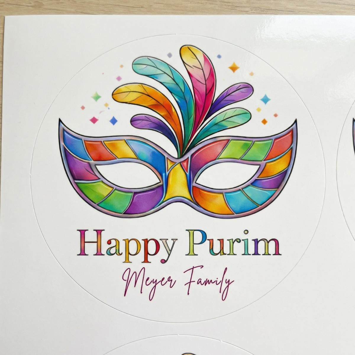 Personalized Happy Purim Stickers, Glossy Purim Labels, Mishloach Manot Stickers, Custom Jewish Gift Stickers