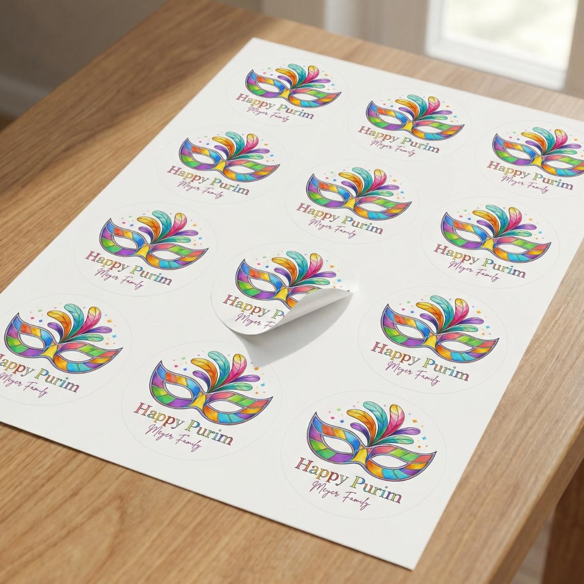 Personalized Happy Purim Stickers, Glossy Purim Labels, Mishloach Manot Stickers, Custom Jewish Gift Stickers
